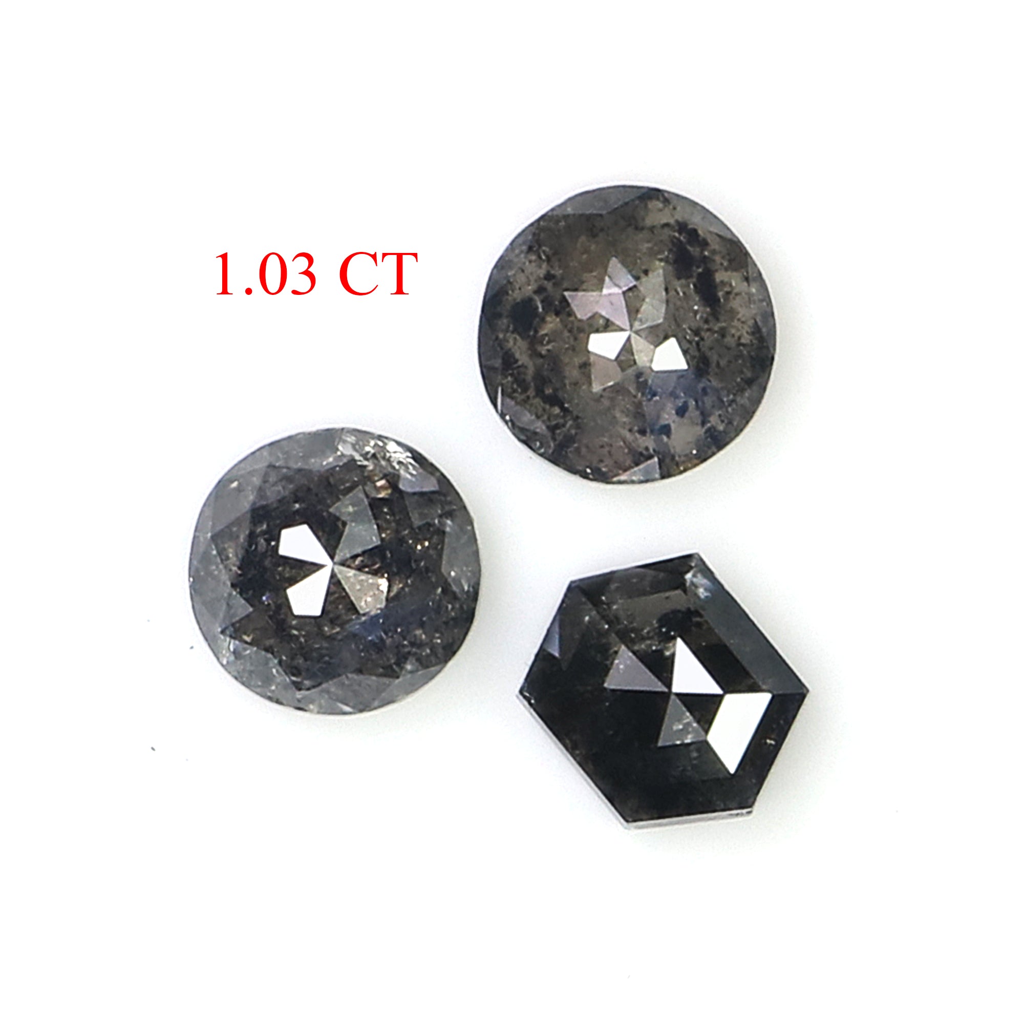 1.03 CT Natural Loose Mix Shape Diamond Salt And Pepper Mix Shape Diamond 4.35 MM Natural Black Grey Color Mix Shape Rose Cut Diamond KR2328