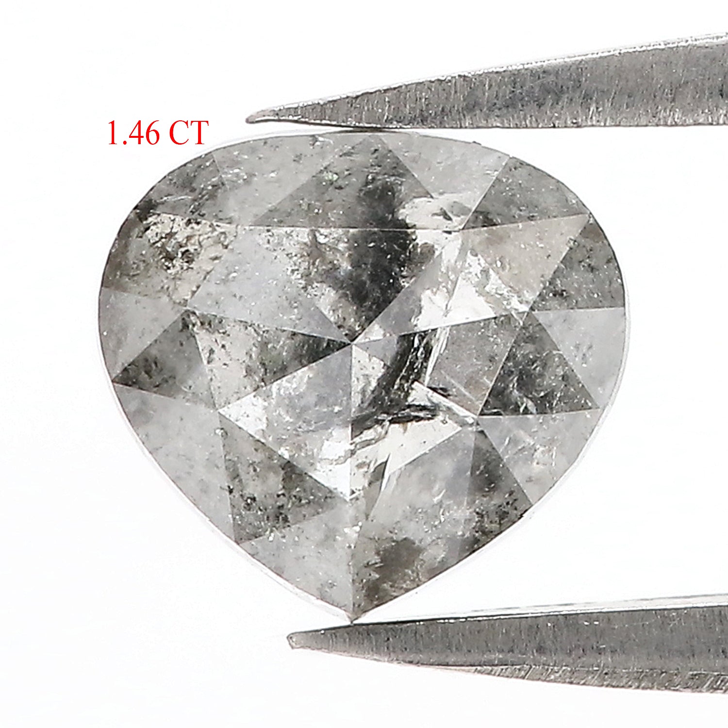1.46 Ct Natural Loose Heart Shape Diamond Salt And Pepper Diamond 6.80 MM Natural Diamond Black Grey Color Heart Rose Cut Diamond LQ3041