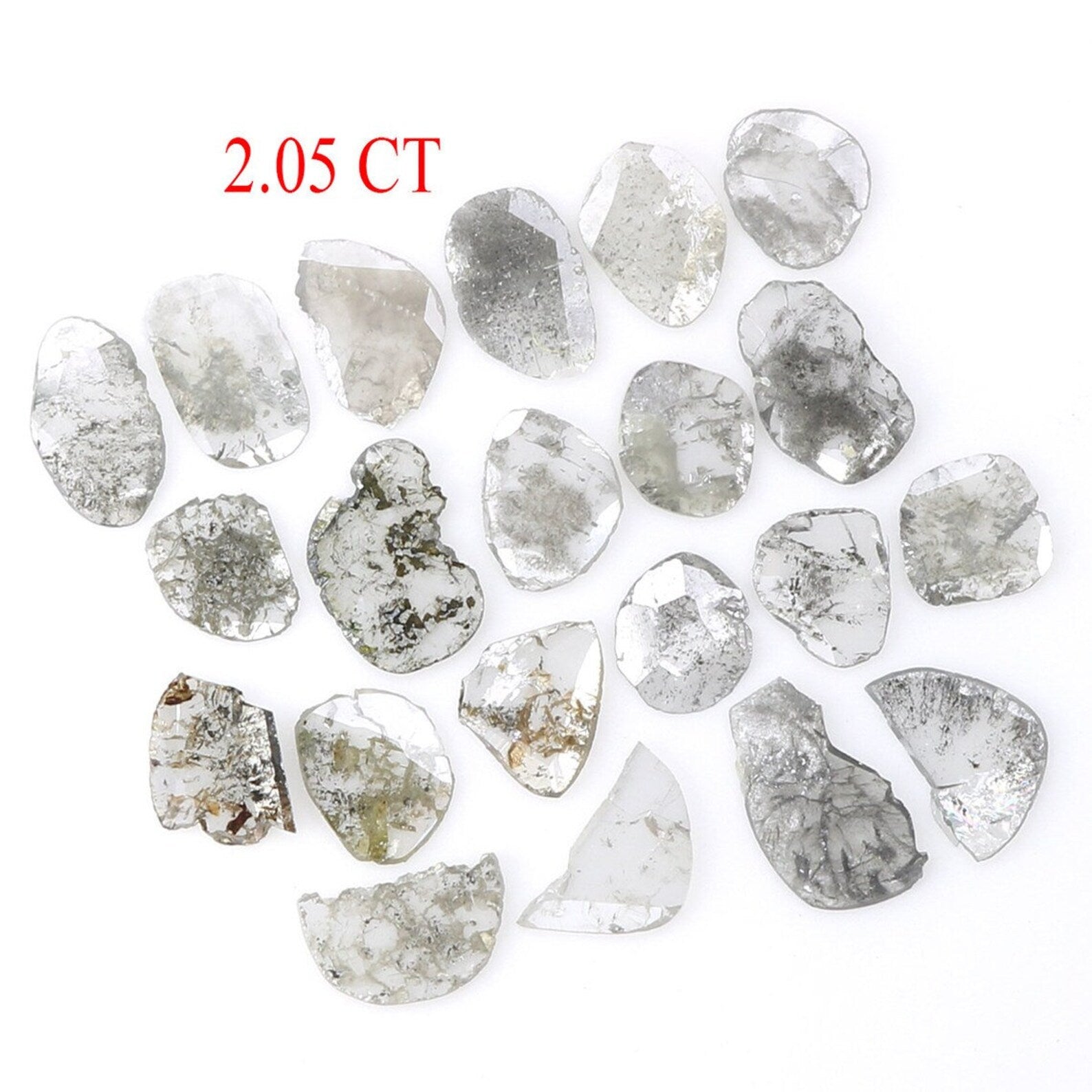 2.05 Ct Natural Loose Slice Shape Diamond Salt And Pepper Slice Cut Diamond 3.80 MM Natural Black Grey Color Irregular Cut Diamond NQ1733