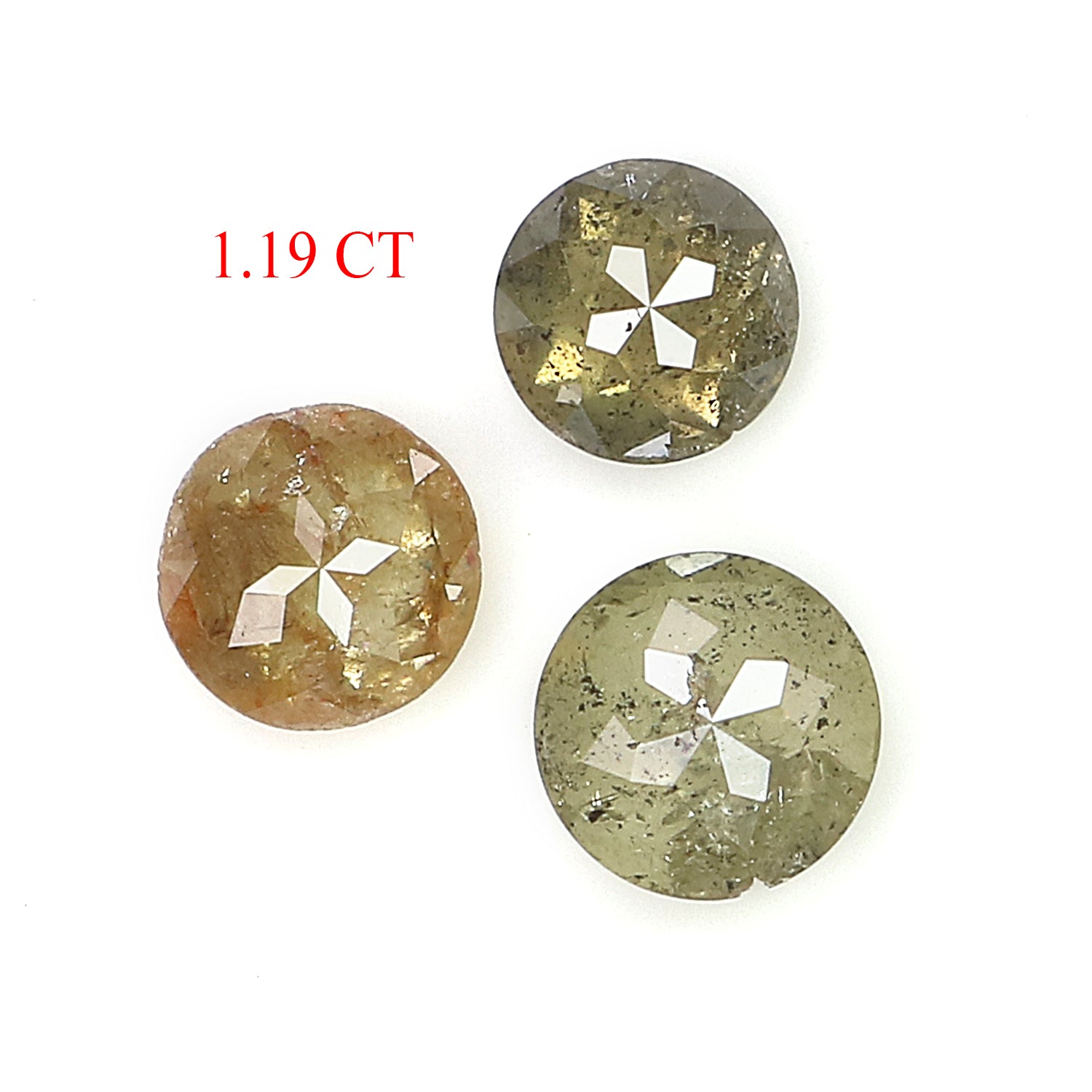 1.19 CT Natural Loose Round Rose Cut Diamond Brown Color Round Shape Diamond 4.20 MM Natural Loose Green Color Round Rose Cut Diamond LQ1883