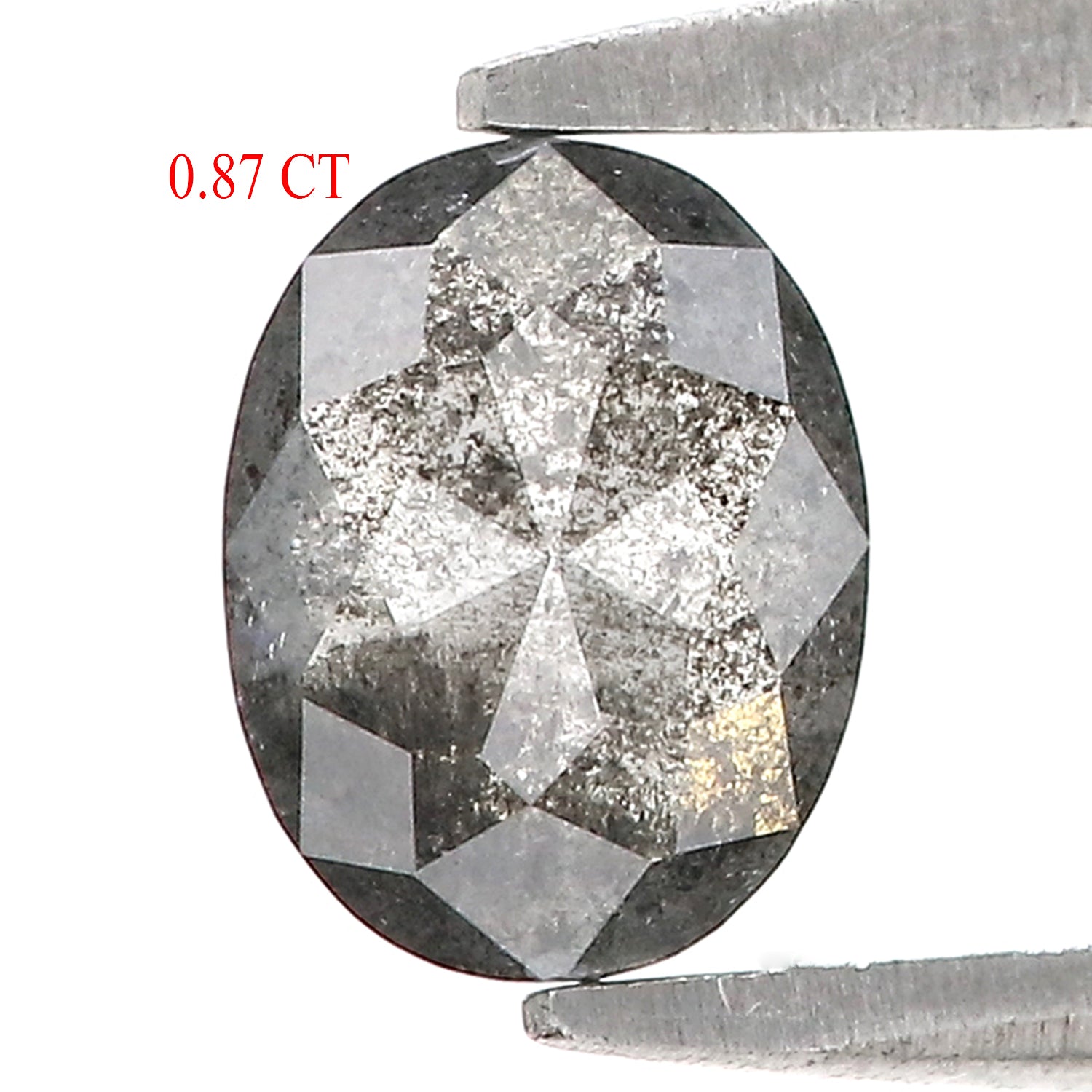 0.87 CT Natural Loose Oval Shape Diamond Salt And Pepper Oval Rose Cut Diamond 6.70 MM Black Grey Color Oval Shape Rose Cut Diamond LQ2059
