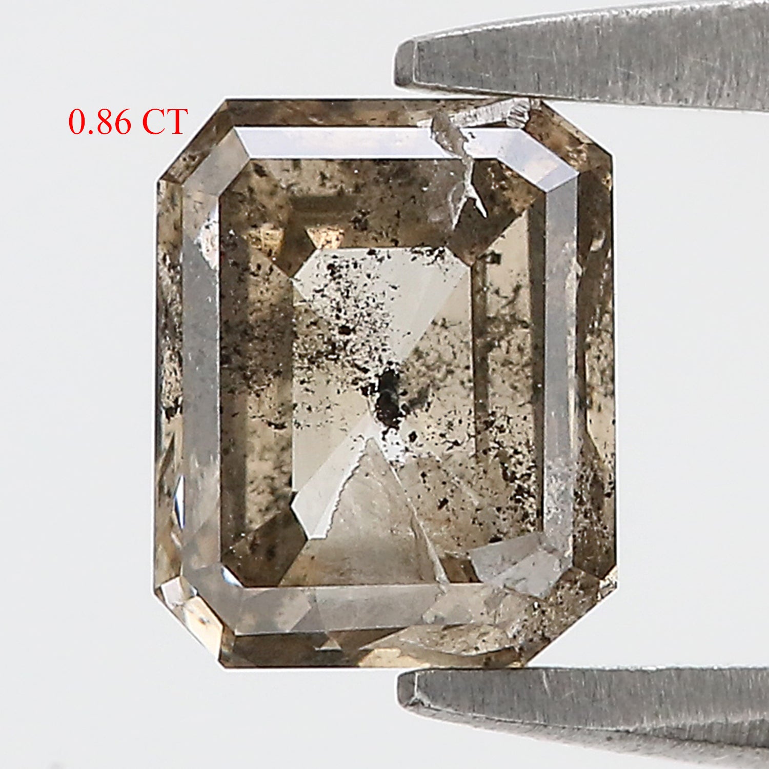 0.86 CT Natural Loose Emerald Shape Diamond Salt And Pepper Emerald Shape Diamond 6.10 MM Black Grey Color Emerald Rose Cut Diamond QL9563