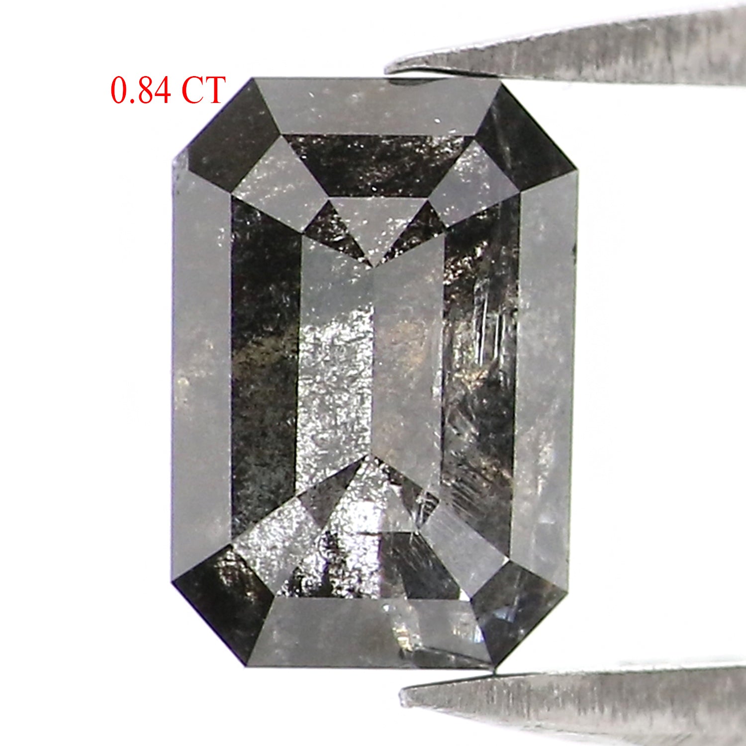 0.84 CT Natural Loose Emerald Shape Diamond Salt And Pepper Emerald Shape Diamond 6.55 MM Black Grey Color Emerald Rose Cut Diamond LQ2970