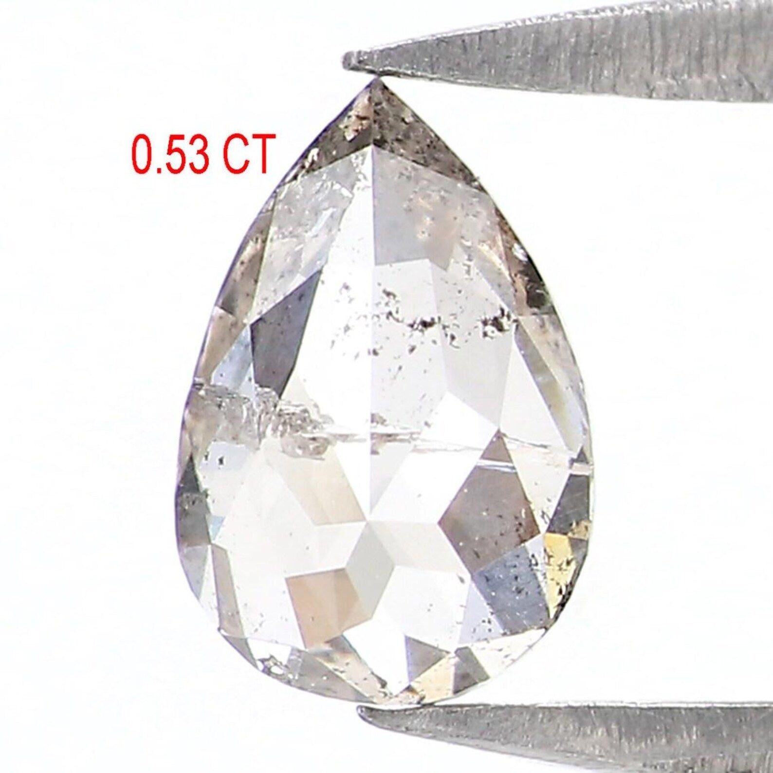 0.53 CT Natural Loose Pear Shape Diamond Salt And Pepper Pear Cut Diamond 6.45 MM Natural Loose Grey Color Pear Rose Cut Diamond NQ2203
