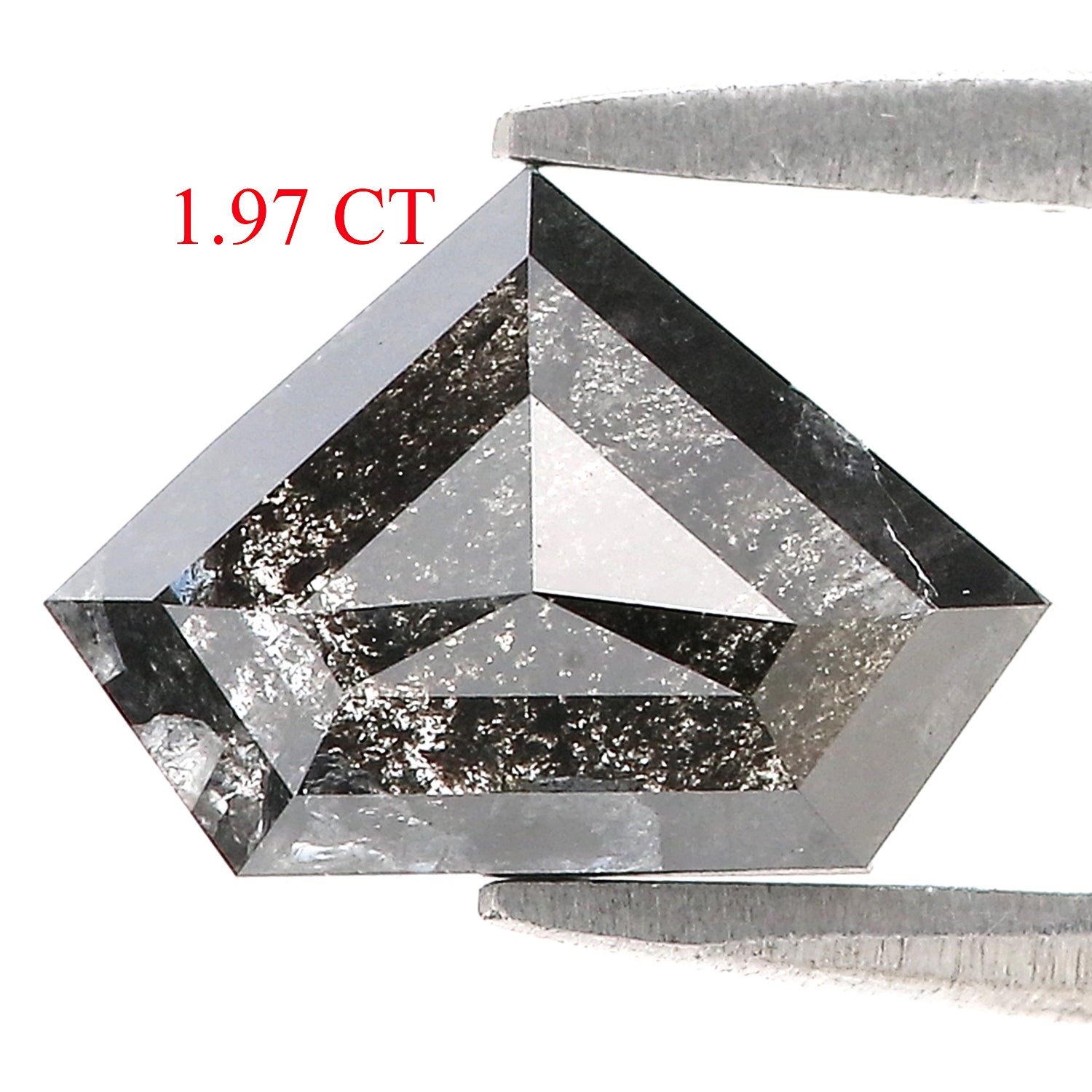 1.97 Ct Natural Loose Shield Shape Diamond Salt And Pepper Shield Cut Diamond 7.30 MM Black Gray Color Shield Shape Rose Cut Diamond QL700