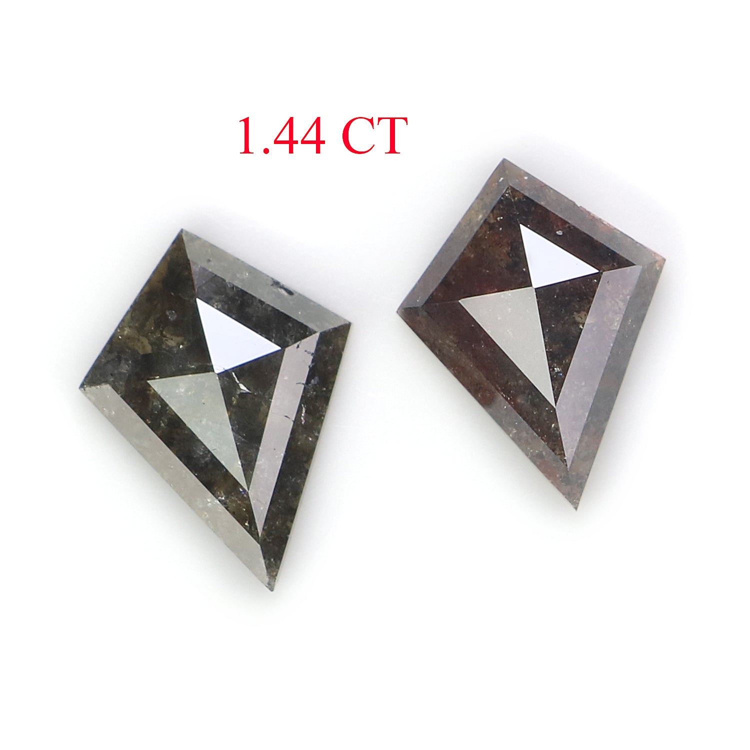 1.44 CT Natural Loose Kite Cut Pair Diamond Salt And Pepper Kite Diamond 9.00 MM Natural Loose Black Brown Color Kite Rose Cut Diamond L3448
