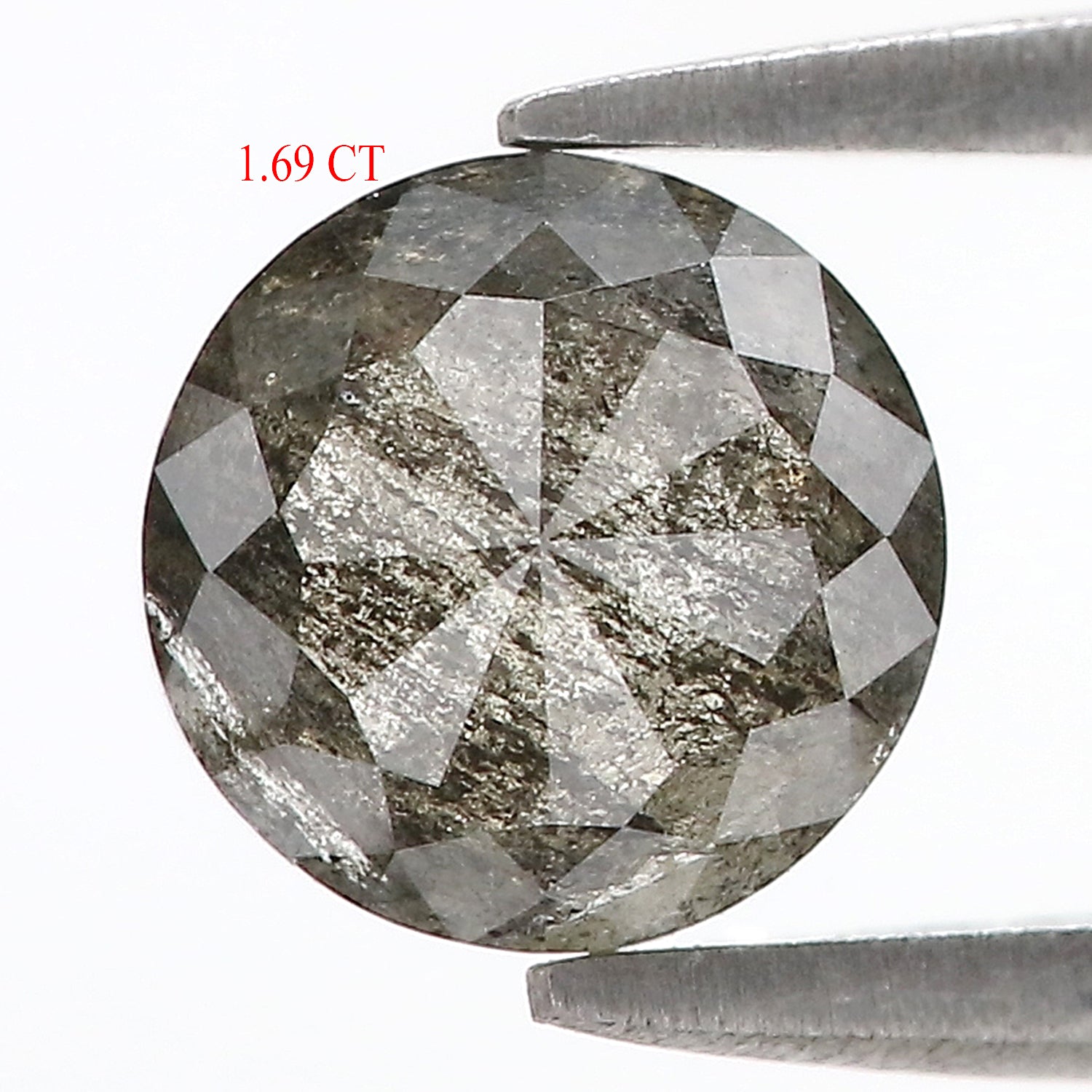 1.69 Ct Natural Loose Round Rose Cut Diamond Black Grey Color Rose Cut Diamond 7.30 MM Natural Loose Salt And Pepper Rose Cut Diamond QL1949