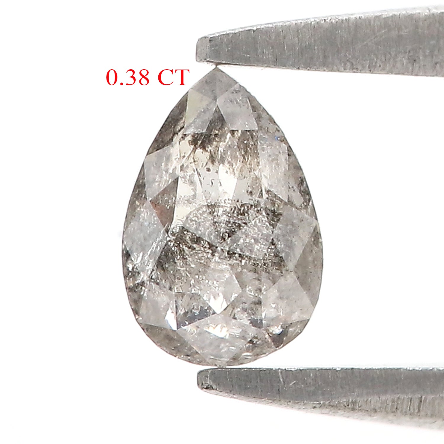 0.38 CT Natural Loose Pear Shape Diamond Salt And Pepper Pear Rose Cut Diamond 5.80 MM Natural Loose Black Grey Color Pear Diamond LQ3350