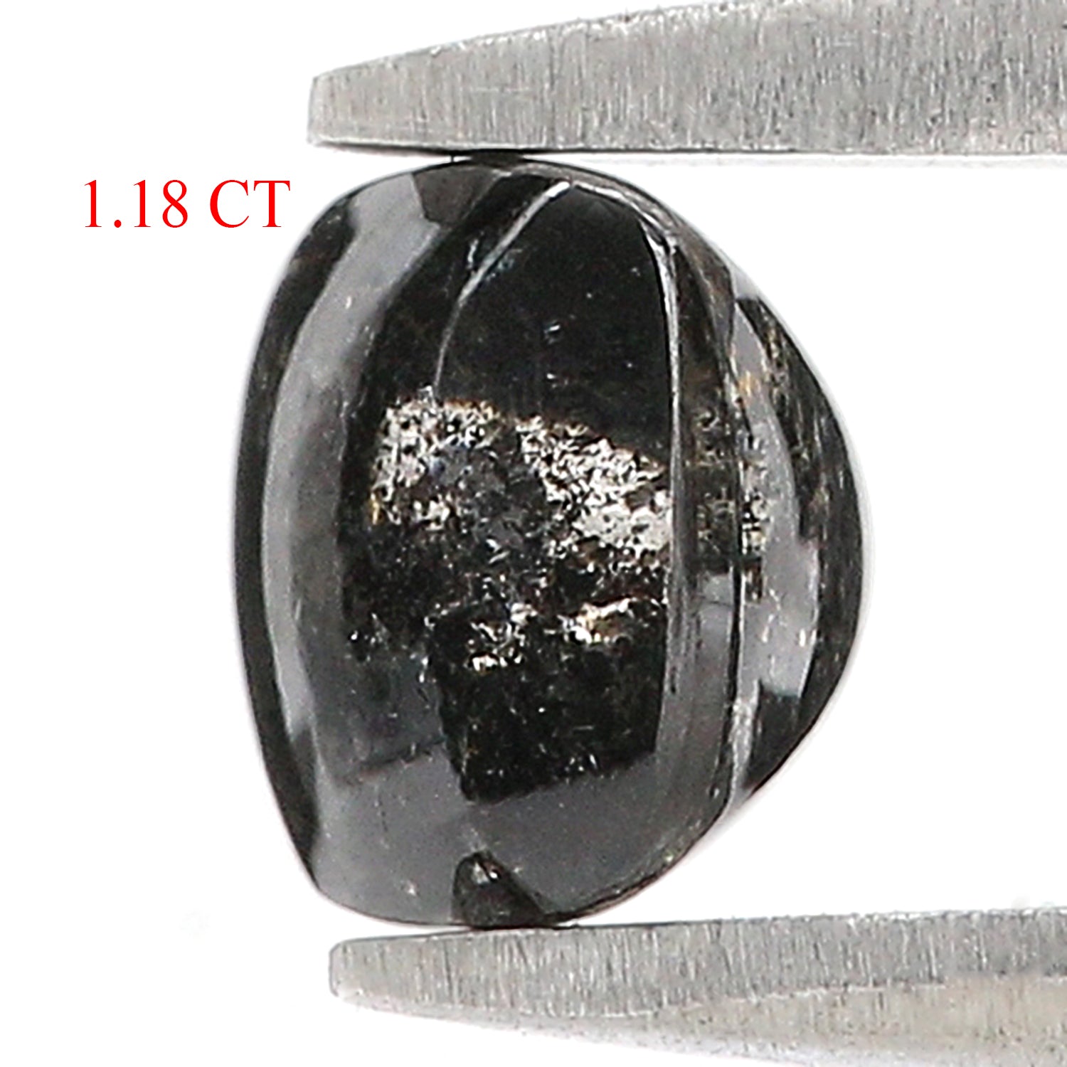 1.18 CT Unique Cushion Shape Salt And Pepper Sand Stone Cabochon Diamond 5.70 MM Natural Loose Black Grey Color Cushion Uncut Diamond L3501