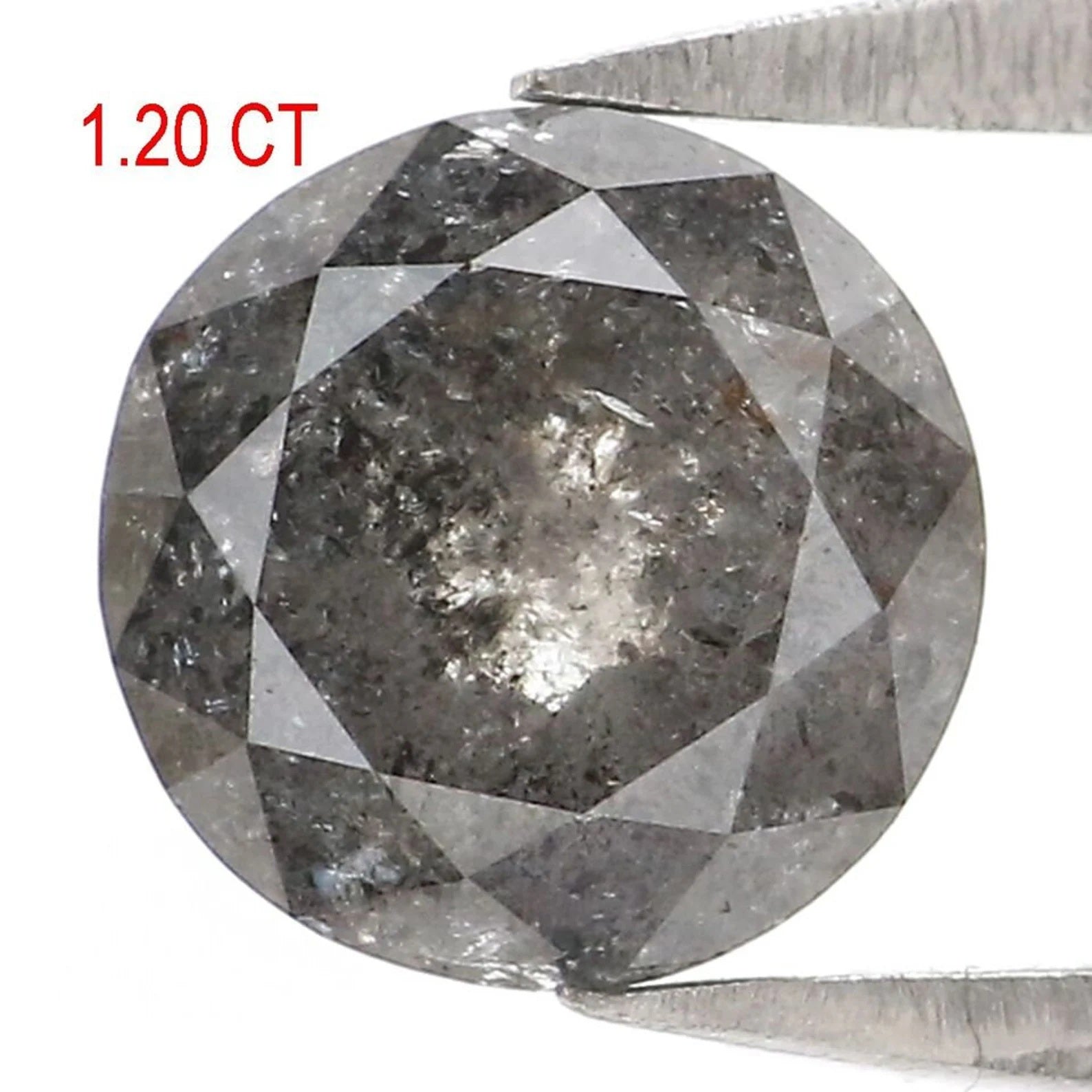 1.20 CT Natural Loose Rose Cut Diamond Salt And Pepper Diamond 6.20 MM Natural Loose Diamond Black Grey Color Round Rose Cut Diamond NQ1342