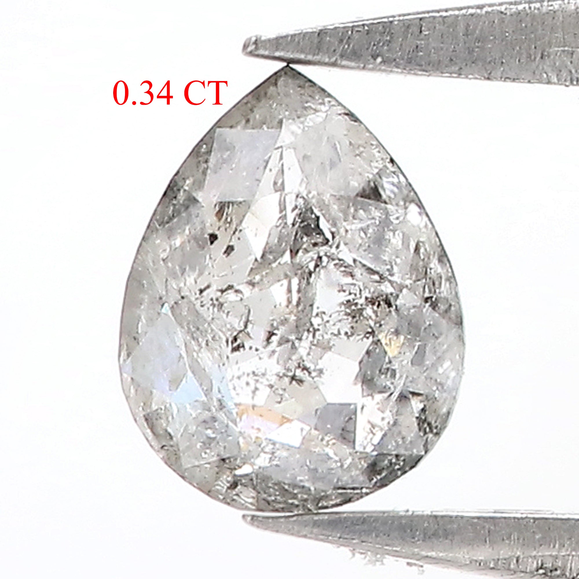 0.34 CT Natural Loose Pear Shape Diamond Salt And Pepper Pear Rose Cut Diamond 5.80 MM Natural Loose Black Grey Color Pear Diamond QL3127