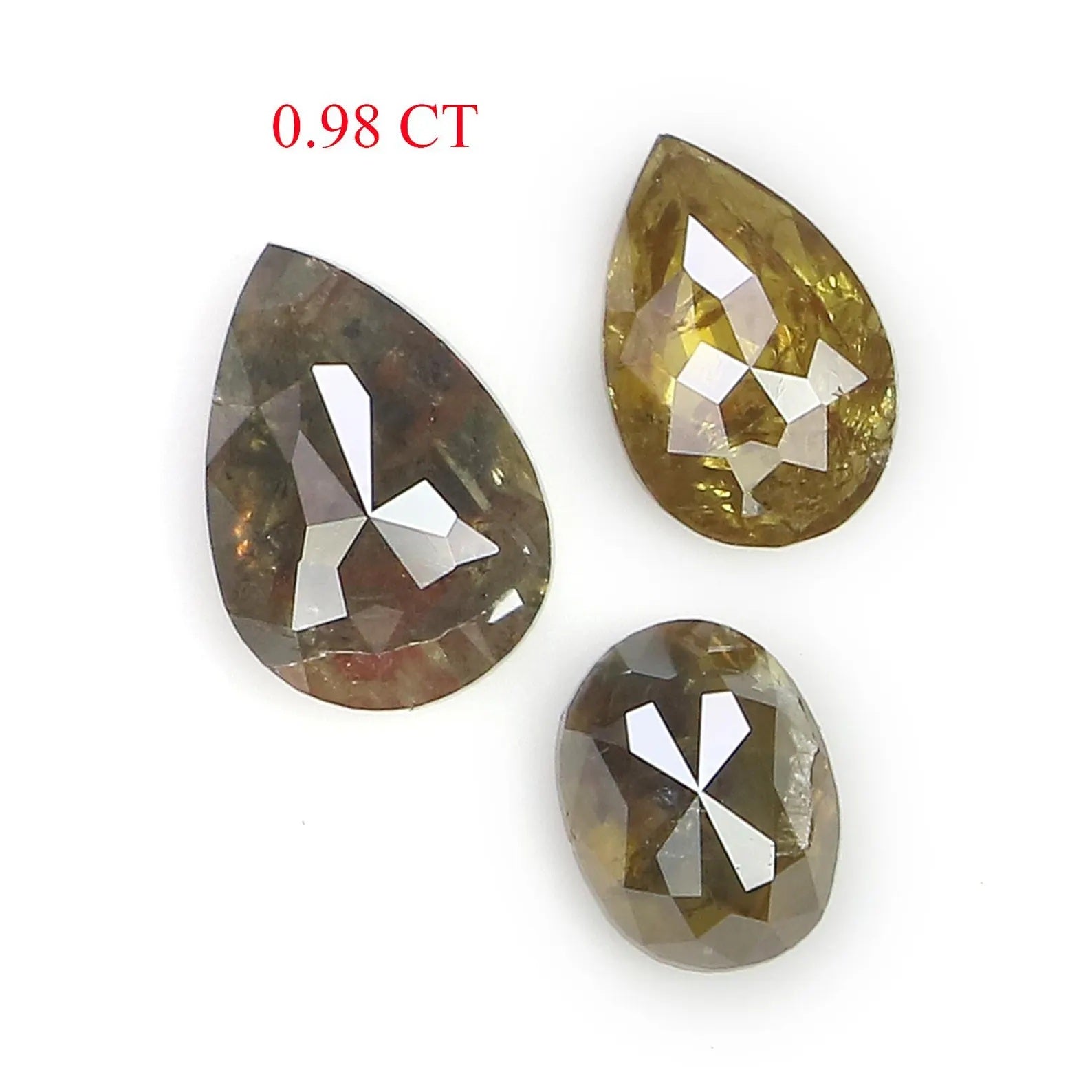 0.98 Ct Natural Loose Mix Shape Diamond Black Color Mix Shape Diamond 4.40 MM Natural Diamond Yellow Color Mix Shape Rose Cut Diamond NQ1047