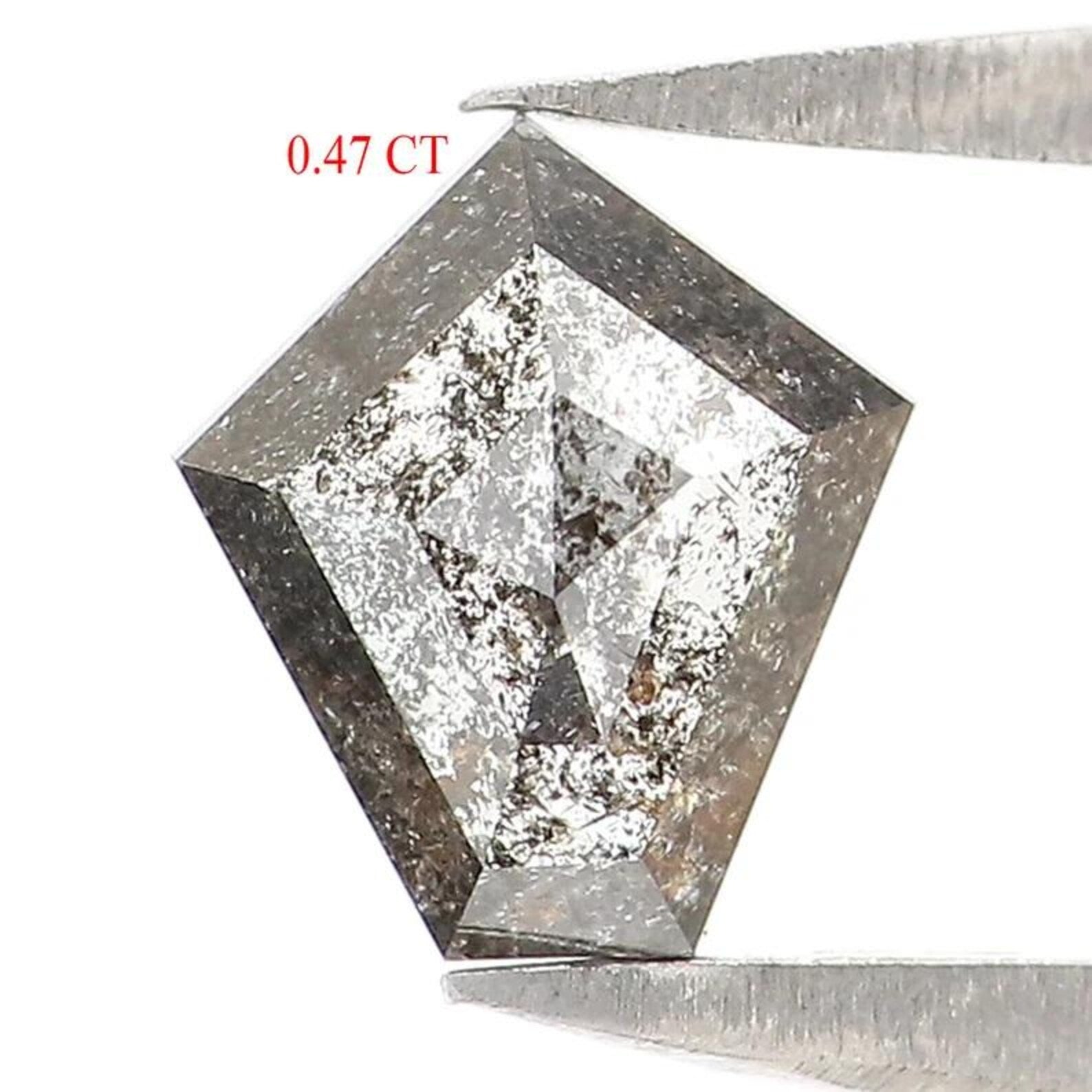 0.47 CT Natural Loose Pentagon Cut Diamond Salt And Pepper Pentagon Diamond 5.95 MM Natural Black Grey Color Pentagon Rose Cut Diamond NQ539