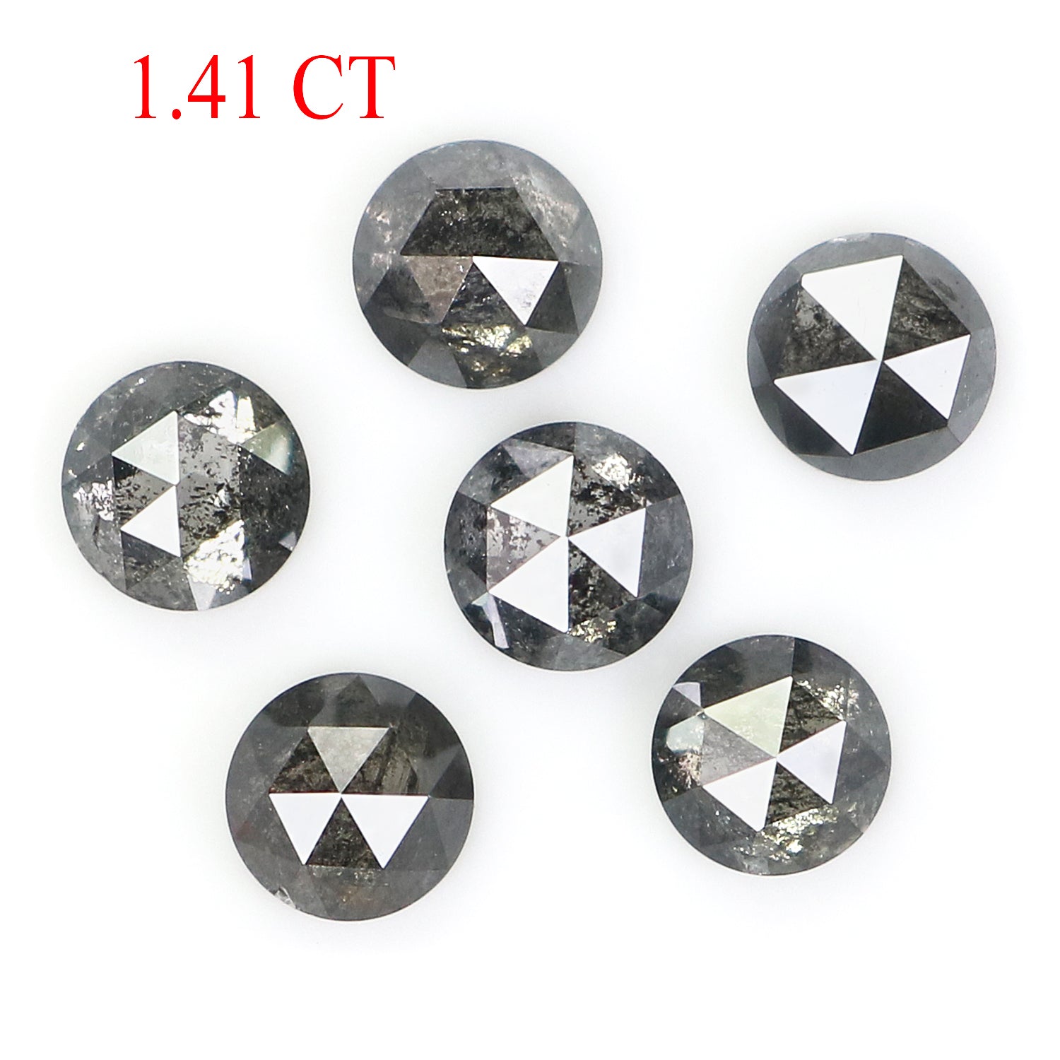 Natural Loose Rose Cut Salt And Pepper Diamond Black Grey Color 1.41 CT 3.45 MM Rose Cut Shape Diamond KR2547