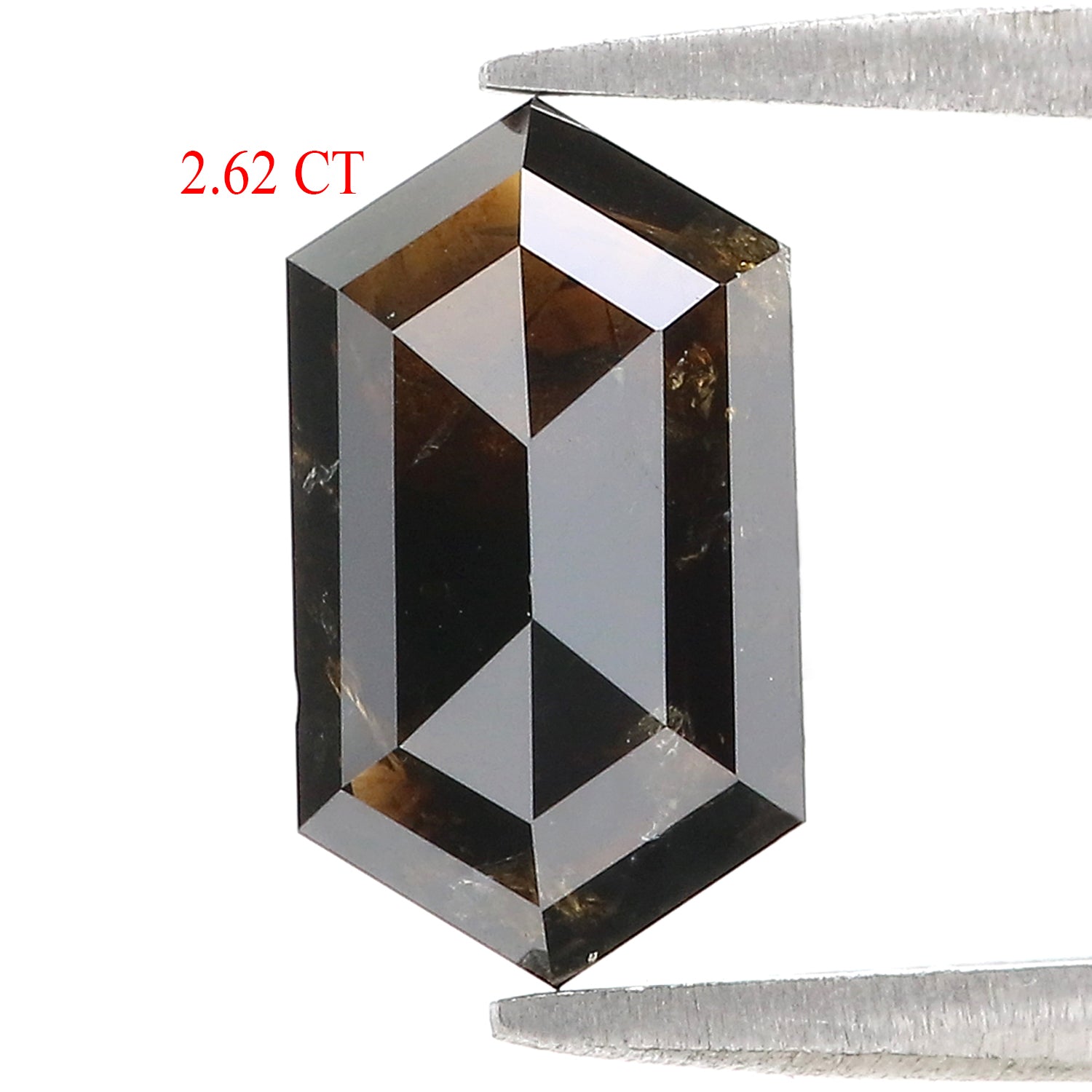 2.62 CT Natural Loose Hexagon Shape Diamond Black Color Hexagon Cut Diamond 11.50 MM Natural Brown Color Hexagon Rose Cut Diamond L3405