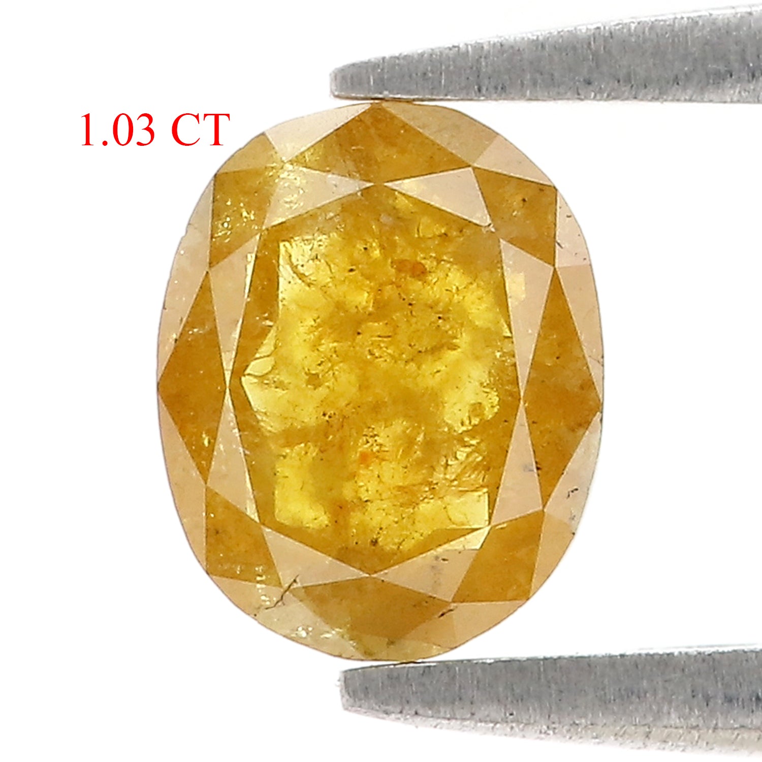 Natural Oval Yellow Diamond 1.03 CT Loose Rose Cut Yellow Stone 7.10 MM Rustic Diamond Oval Diamond For Custom Engagement Ring L3642