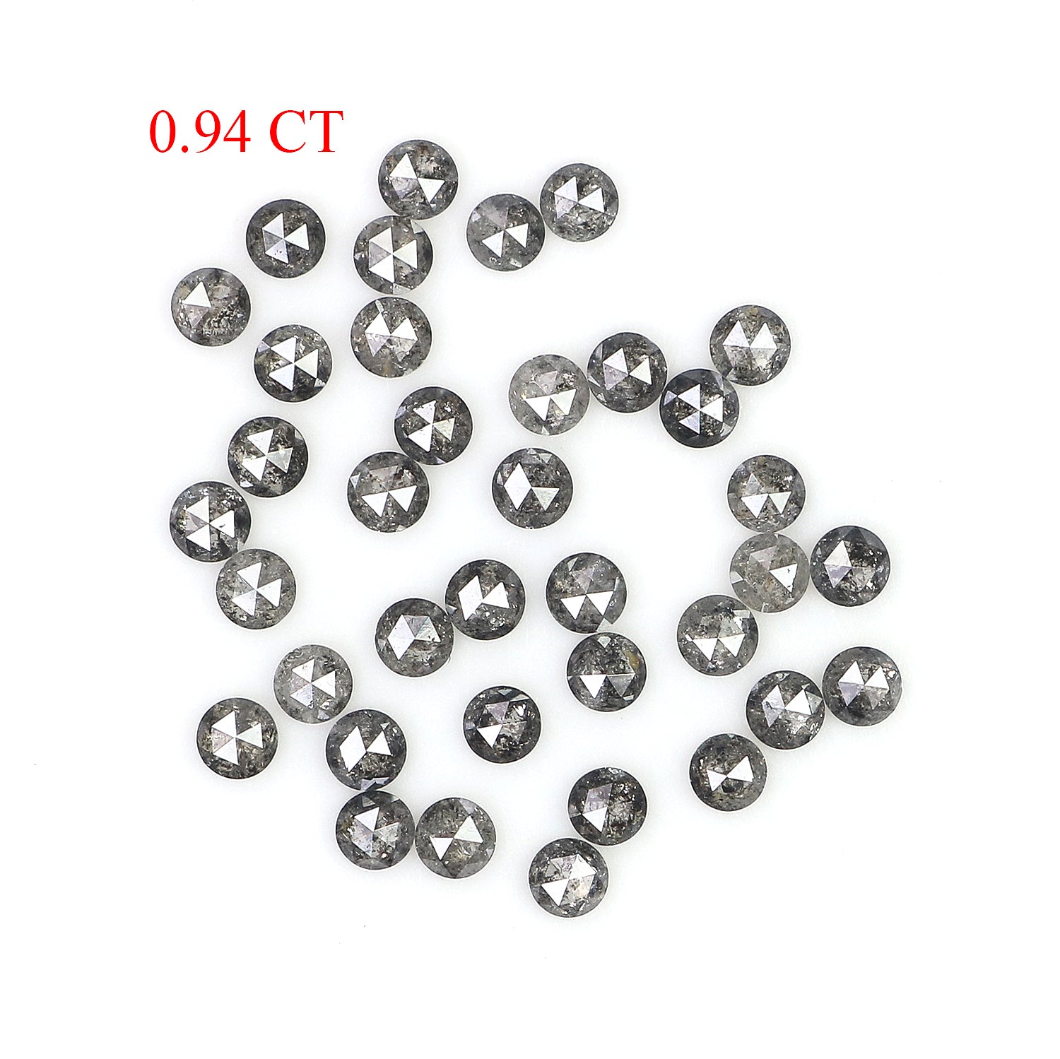 0.94 Ct Natural Loose Round Rose Cut Diamond Salt And Pepper Round Shape Diamond 1.70 MM Natural Black Grey Round Rose Cut Diamond LQ1373