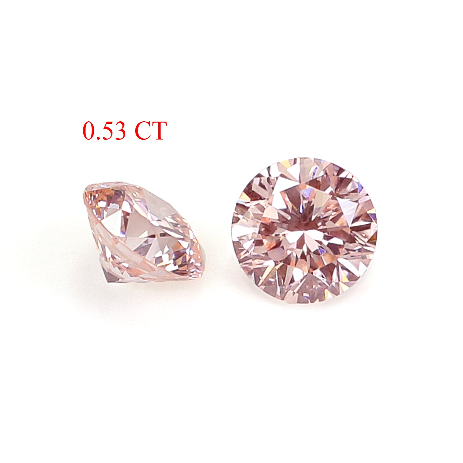 0.53 CT Lab Grown Round Brilliant Cut CVD Diamond VS1 Clarity Pink Color Round Cut Pair Diamond 4.10 MM Pink Color Round Shape Diamond L3550
