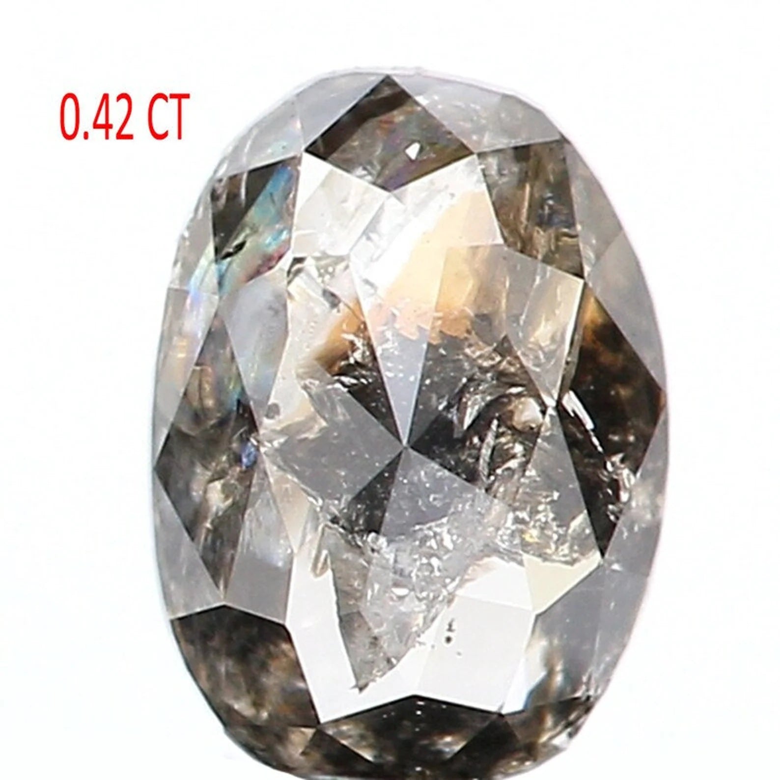 0.42 CT Natural Loose Oval Shape Diamond Salt And Pepper Oval Diamond 5.35 MM Black Grey Color Diamond Oval Shape Rose Cut Diamond NQ1004