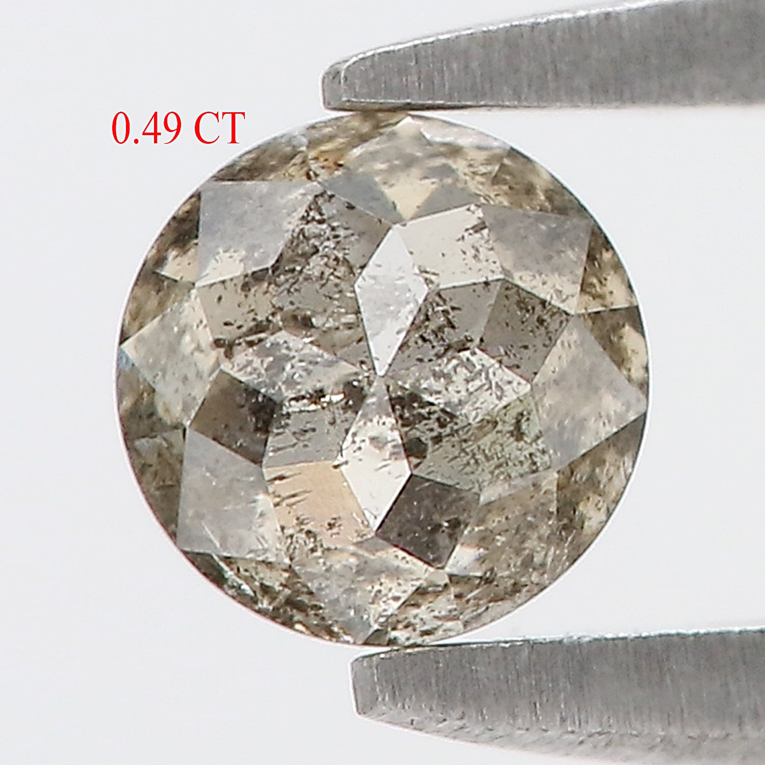 0.49 Ct Natural Loose Round Rose Cut Diamond Salt And Pepper Round Shape Diamond 4.50 MM Natural Black Grey Round Rose Cut Diamond LQ9813