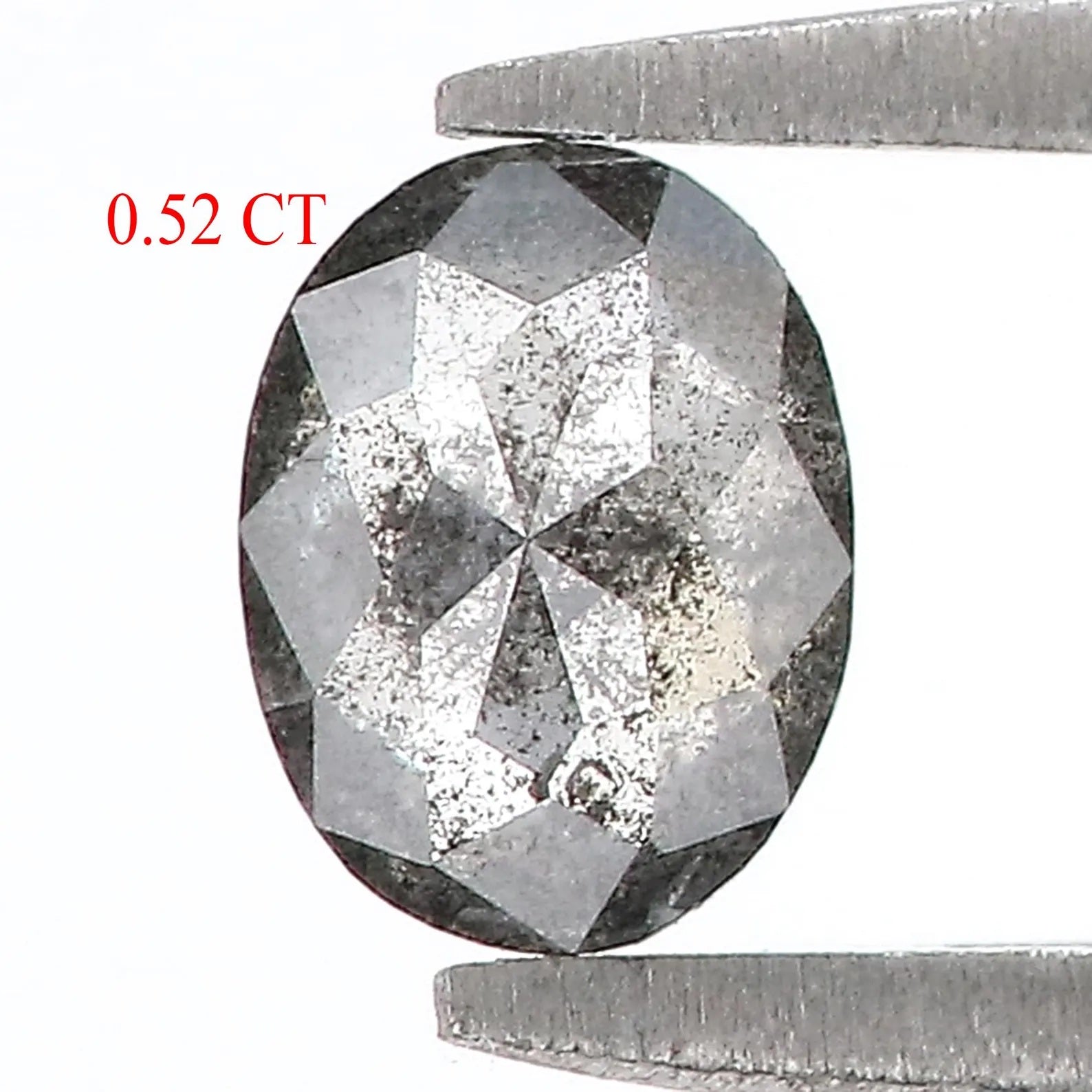 0.52 CT Natural Loose Oval Shape Diamond Salt And Pepper Oval Diamond 5.85 MM Natural Diamond Black Grey Color Oval Rose Cut Diamond QN1147