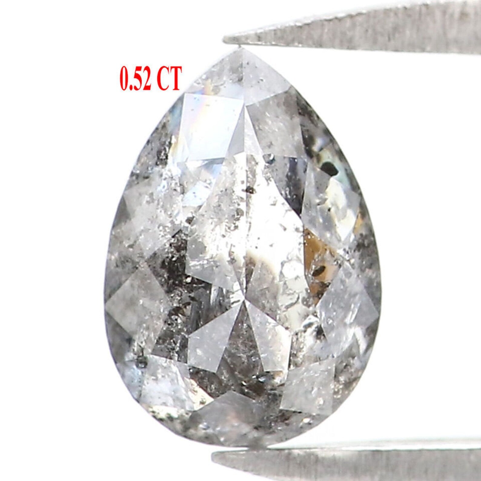 0.52 CT Natural Loose Pear Shape Diamond Salt And Pepper Pear Cut Diamond 6.00 MM Natural Loose Diamond Pear Shape Rose Cut Diamond QN1831