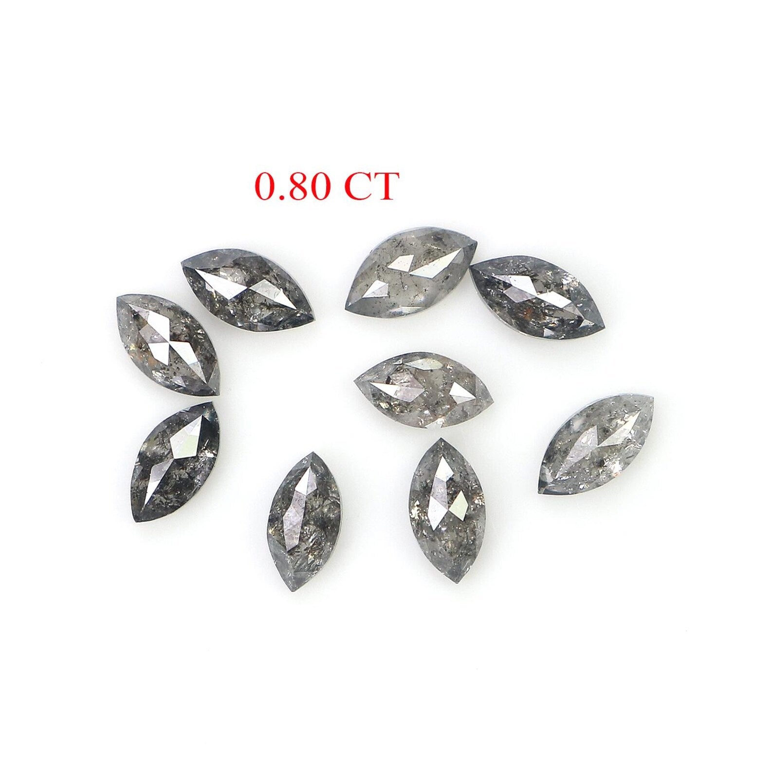 0.80 CT Natural Loose Marquise Shape Diamond Salt And Pepper Marquise Diamond 3.90 MM Black Grey Color Marquise Rose Cut Diamond NQ1599
