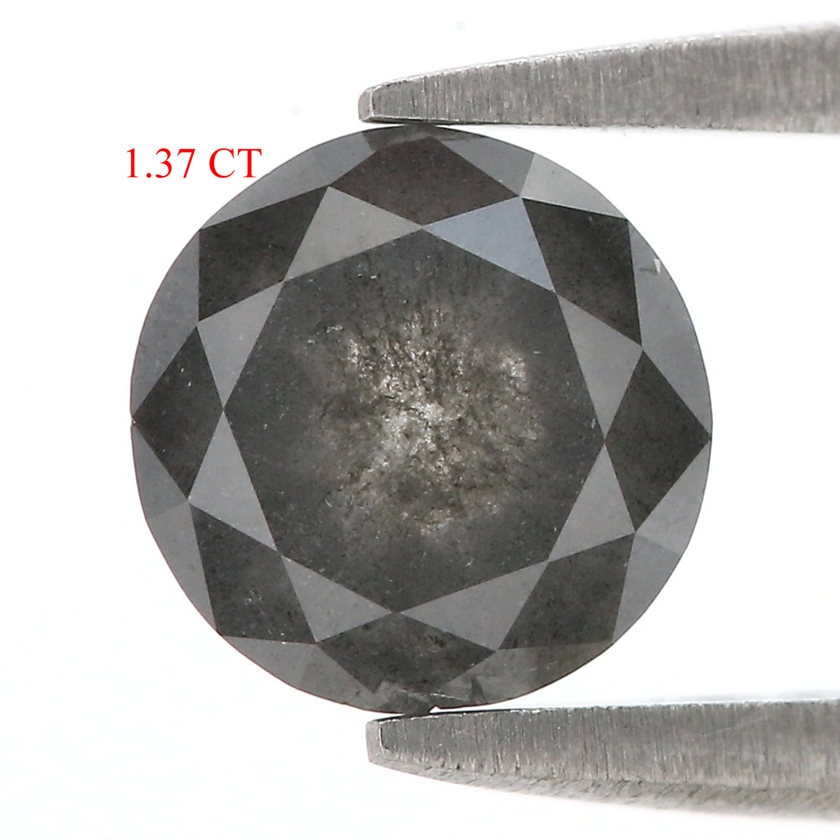 Natural Round Salt and Pepper Diamond 1.37 CT Loose Rose Cut Black Grey Stone 6.82 MM Rustic Diamond For Custom Engagement Ring L3690