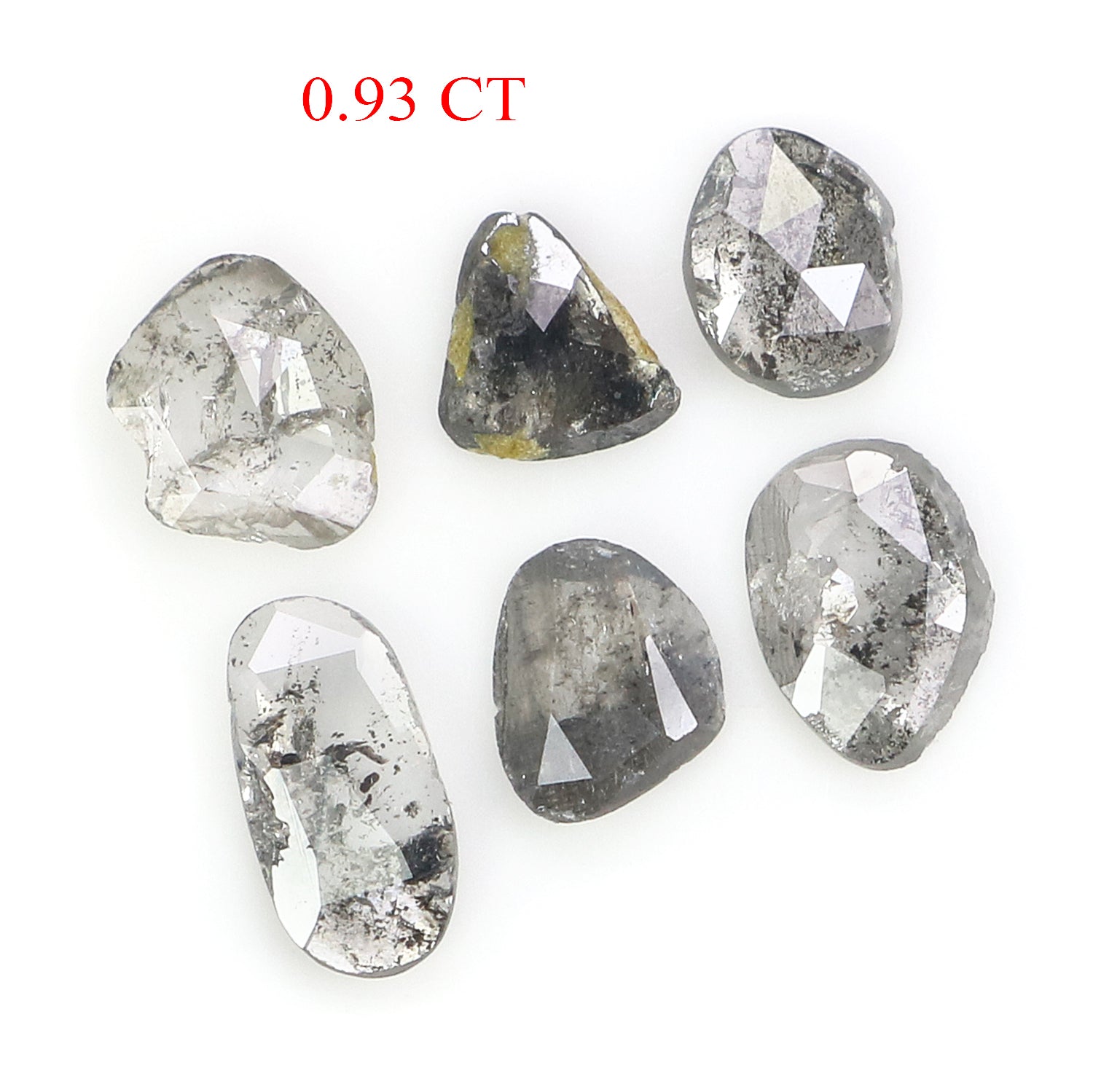 0.93 CT Natural Loose Slice Cut Diamond Salt And Pepper Slice Cut Diamond 3.65 MM Natural Loose Slice Cut Black Grey Color Diamond NQ1641