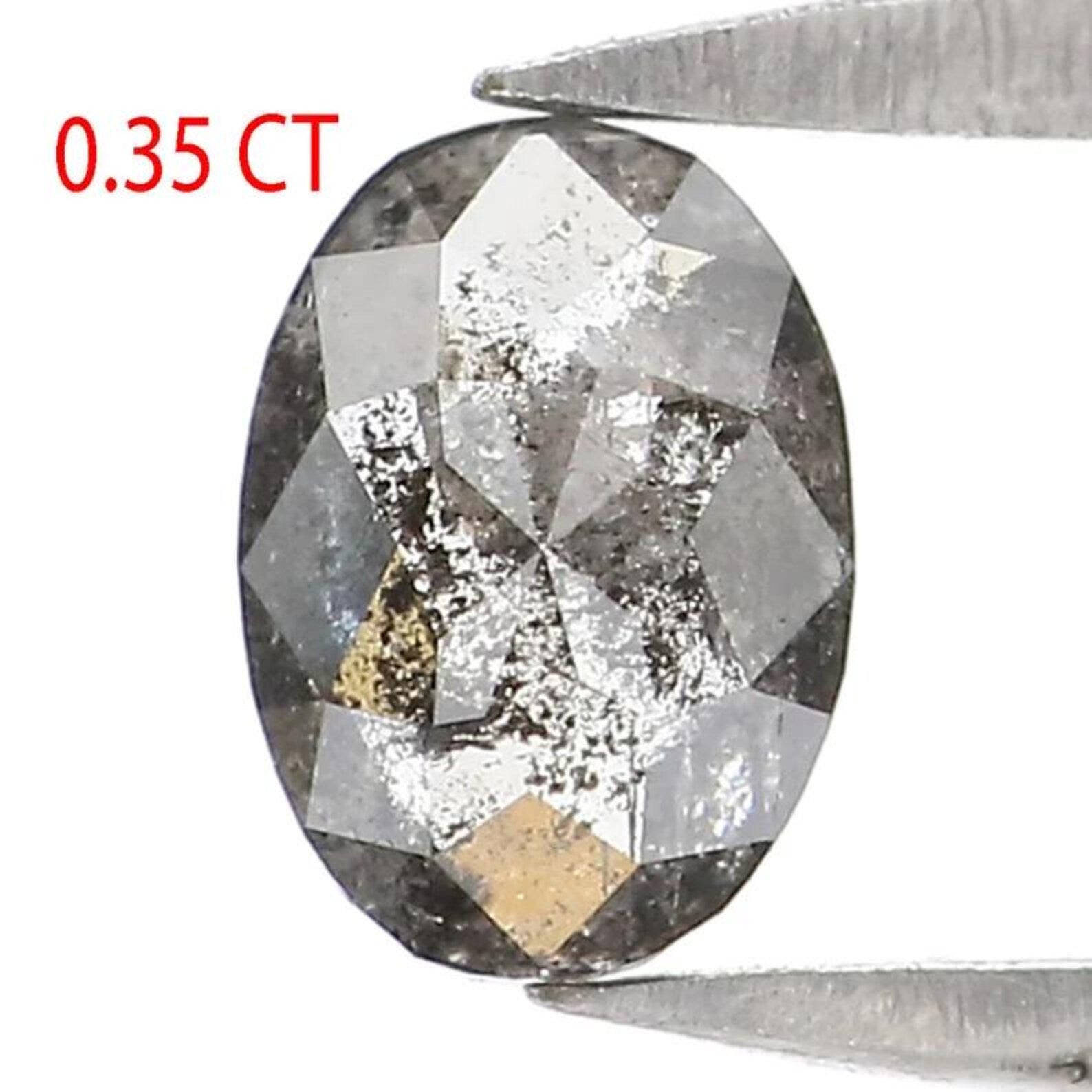 0.35 CT Natural Loose Oval Shape Diamond Salt And Pepper Oval Diamond 5.40 MM Natural Loose Black Grey Color Oval Rose Cut Diamond NQ2151