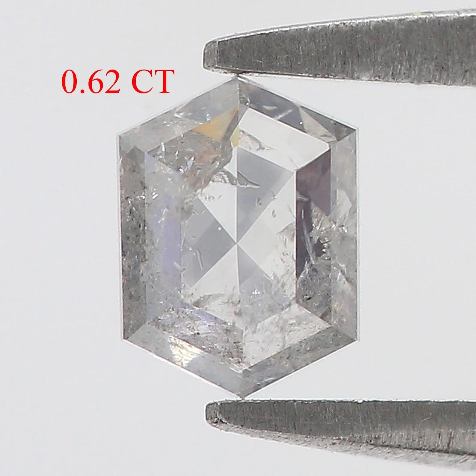0.62 CT Natural Loose Hexagon Shape Diamond Salt And Pepper Hexagon Cut Diamond 5.70 MM Natural Grey Color Hexagon Rose Cut Diamond QN1435