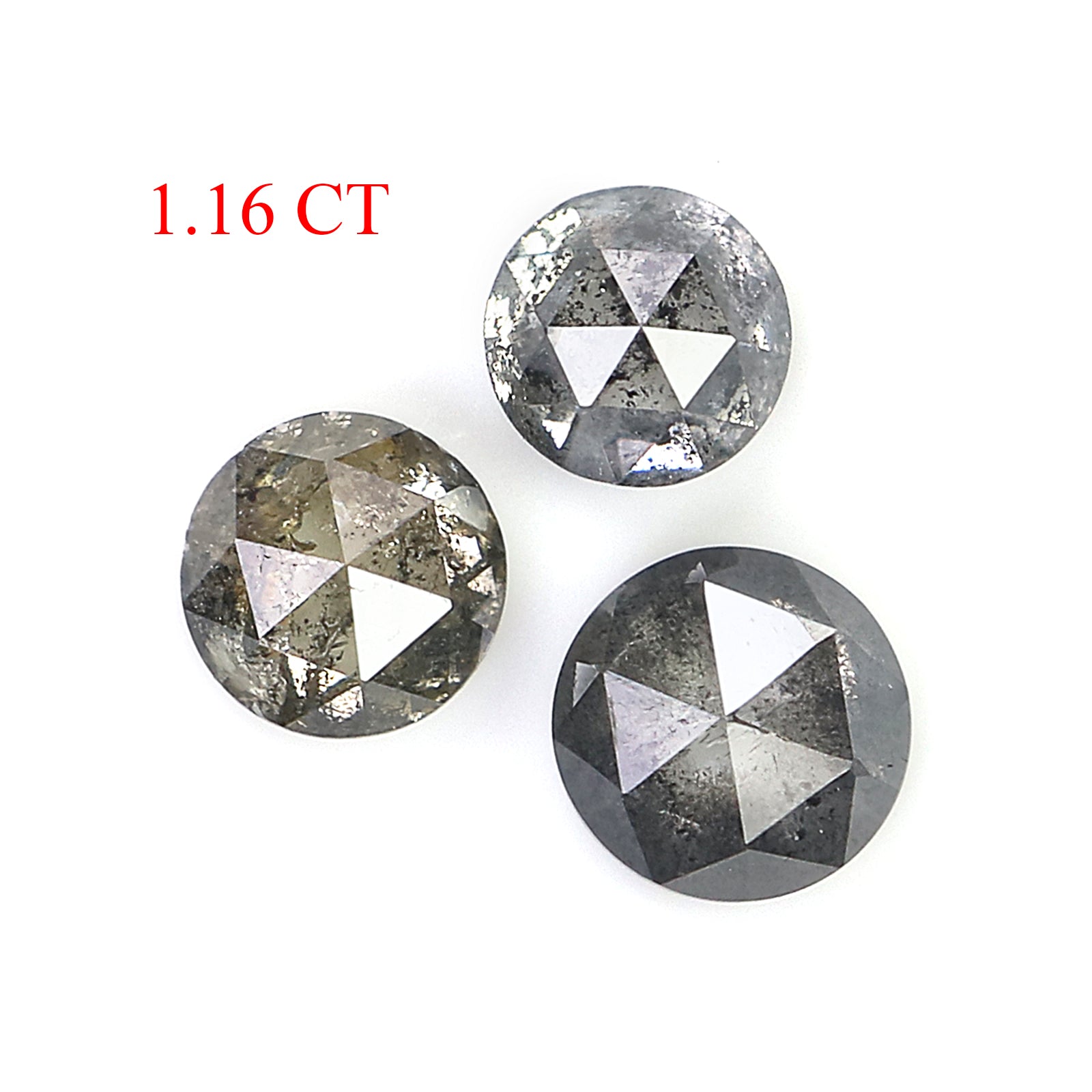 1.16 Ct Natural Loose Round Rose Cut Diamond Salt And Pepper Round Shape Diamond 4.00 MM Natural Black Grey Round Rose Cut Diamond LQ1149