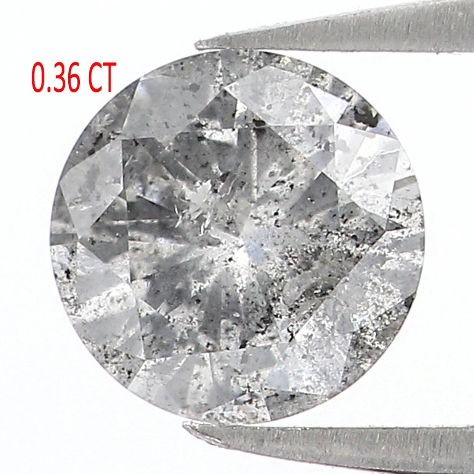 0.36 CT Natural Loose Round Shape Diamond Salt And Pepper Round Diamond 4.70 MM Natural Black Grey Color Round Brilliant Cut Diamond NQ1508