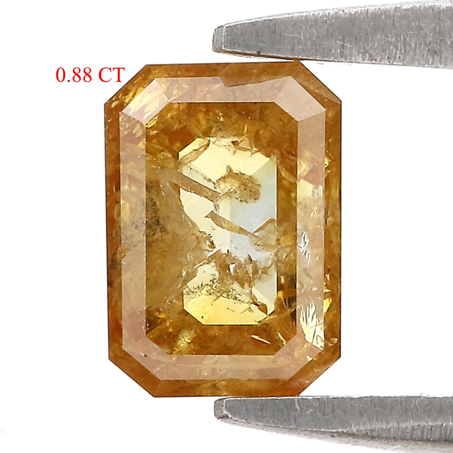 Natural Emerald Yellow Brown Color Diamond 0.88 CT Loose Rose Cut Stone 6.40 MM Rustic Diamond Emerald Diamond For Custom Engagement Ring L3651