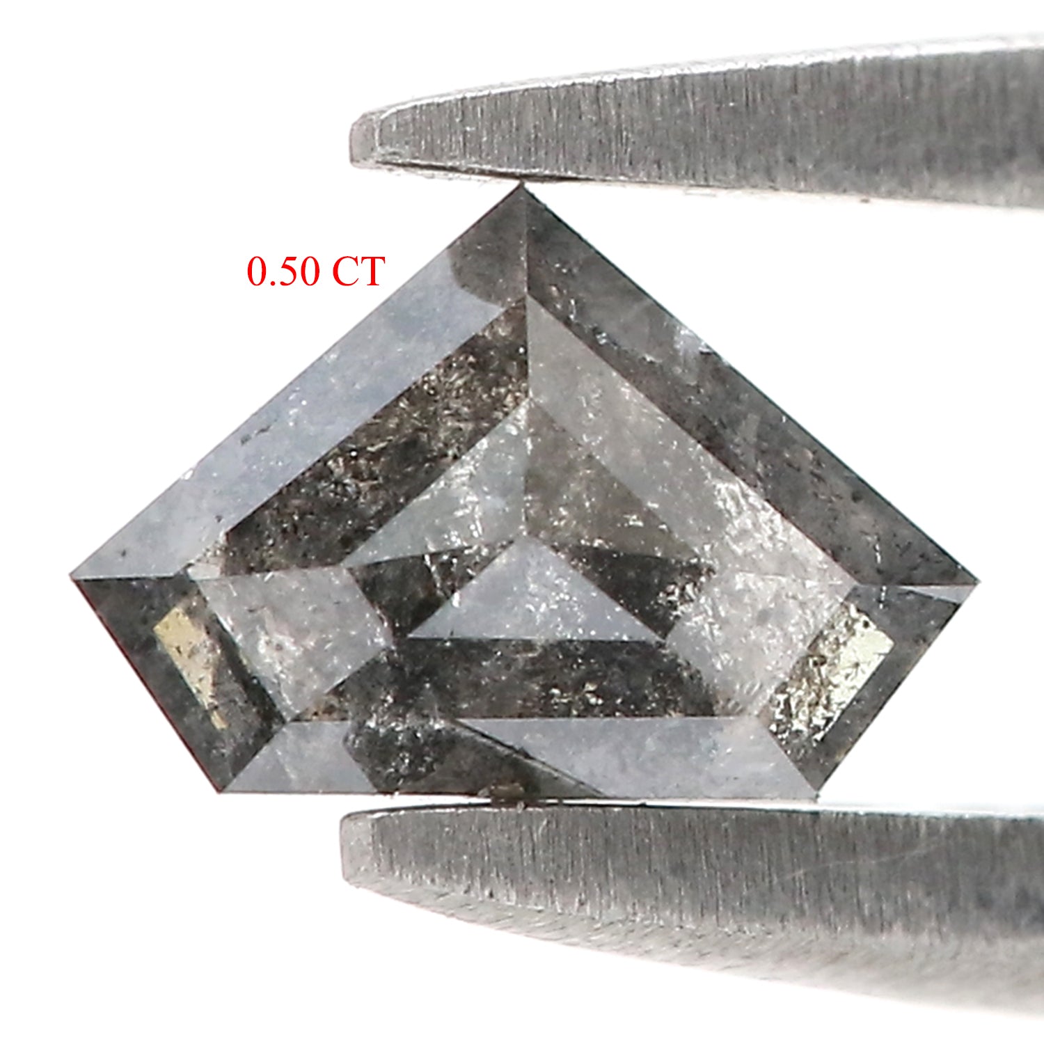 0.50 CT Natural Loose Shield Shape Diamond Salt And Pepper Shield Diamond 4.40 MM Natural Black Grey Color Shield Rose Cut Diamond N2664