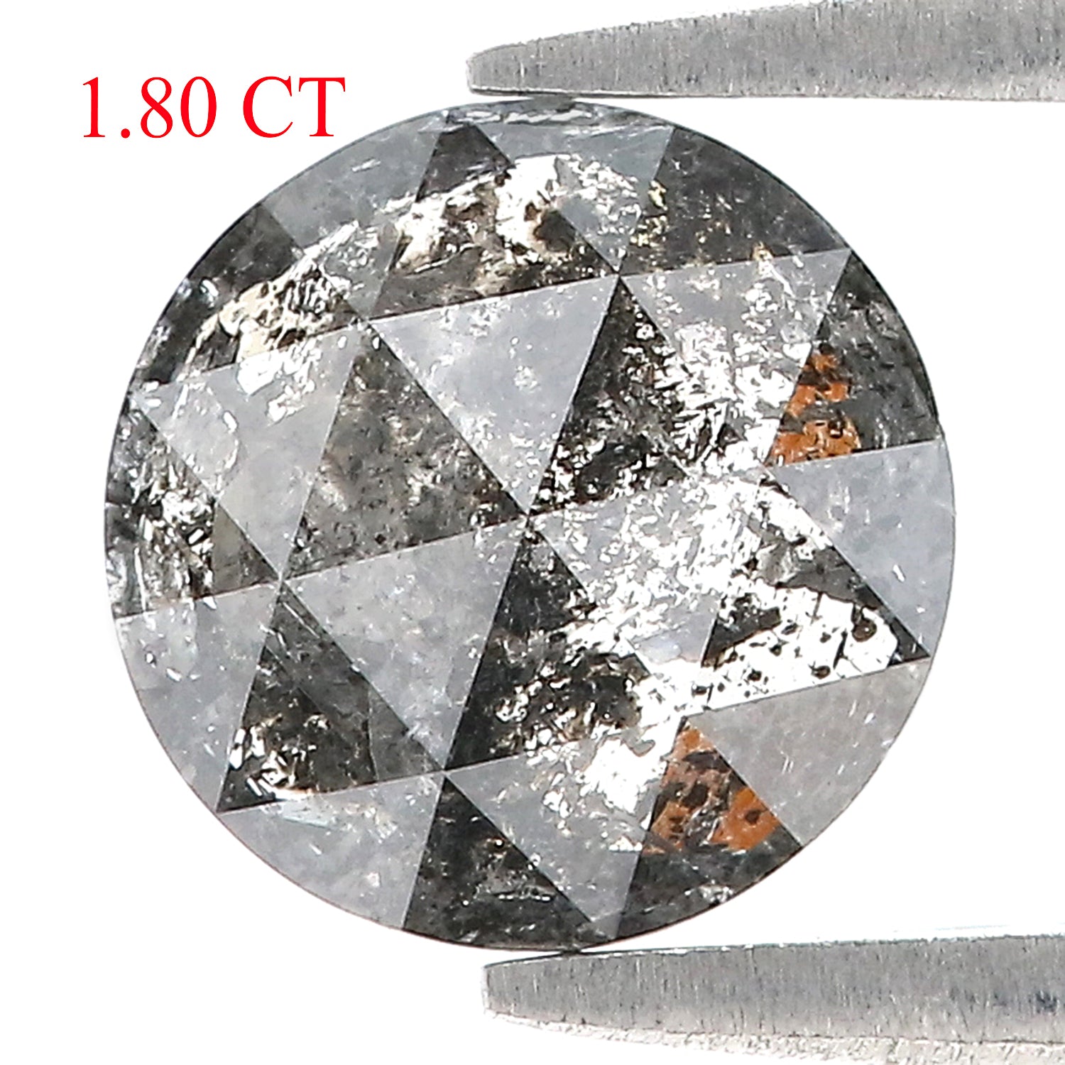 1.80 Ct Natural Loose Round Rose Cut Diamond Black Grey Color Rose Cut Diamond 8.10 MM Natural Loose Salt And Pepper Rose Cut Diamond QL1536