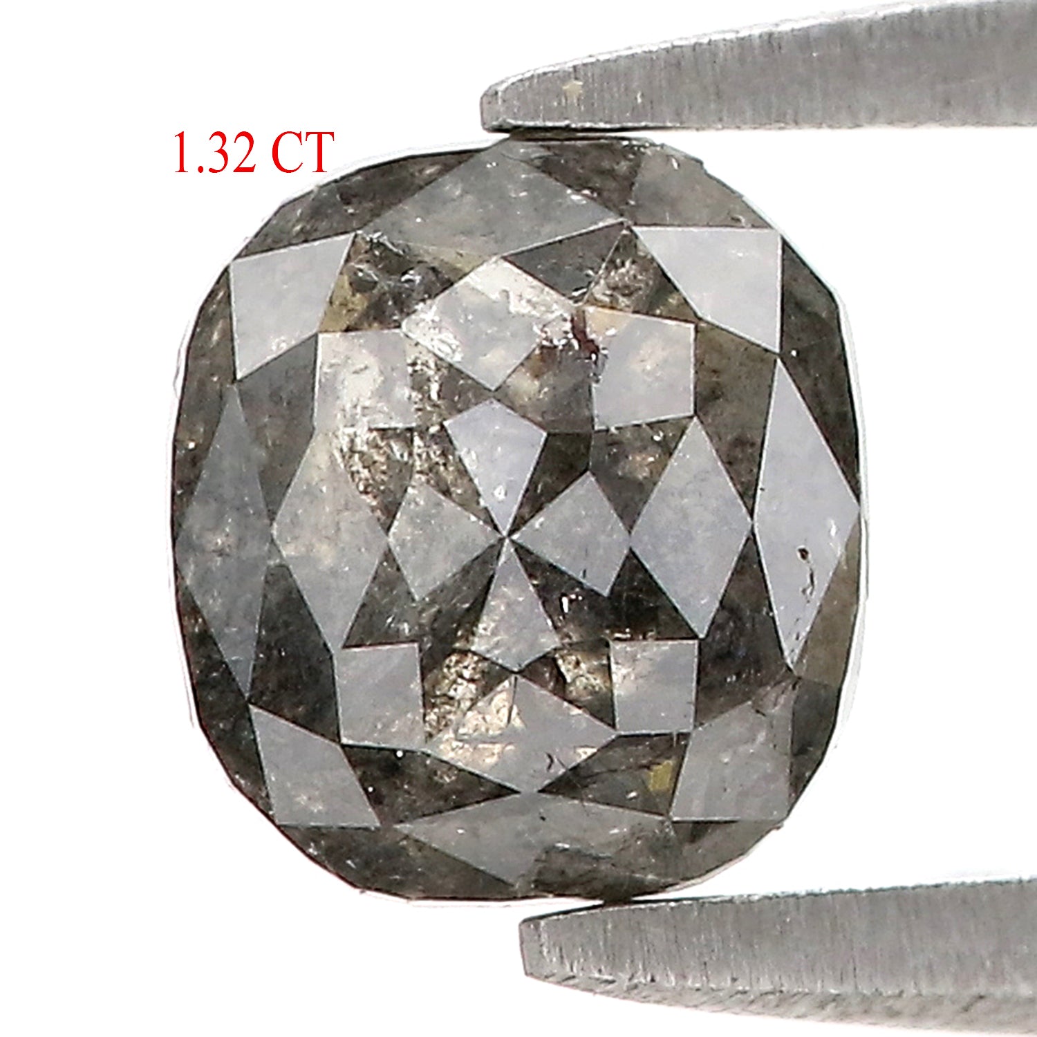 1.32 CT Natural Loose Cushion Shape Diamond Salt And Pepper Cushion Cut Diamond 6.40 MM Natural Black Grey Cushion Rose Cut Diamond LQ8793