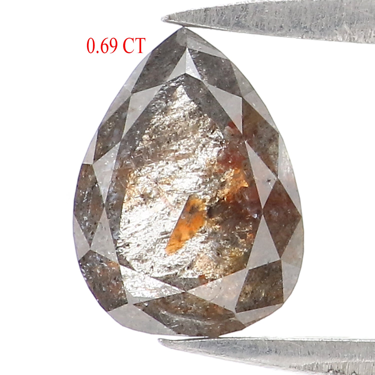 Natural Loose Pear Diamond, Salt And Pepper Pear Diamond, Natural Loose Diamond, Pear Rose Cut Diamond, 0.69 CT Pear Shape Diamond KR2677