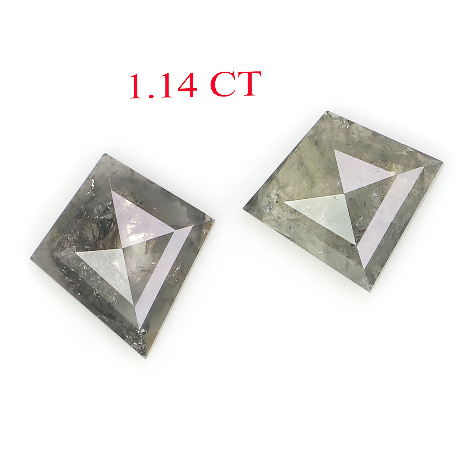 1.14 CT Natural Loose Kite Cut Pair Diamond Salt And Pepper Kite Shape Diamond 8.15 MM Natural Black Grey Color Kite Rose Cut Diamond N2606
