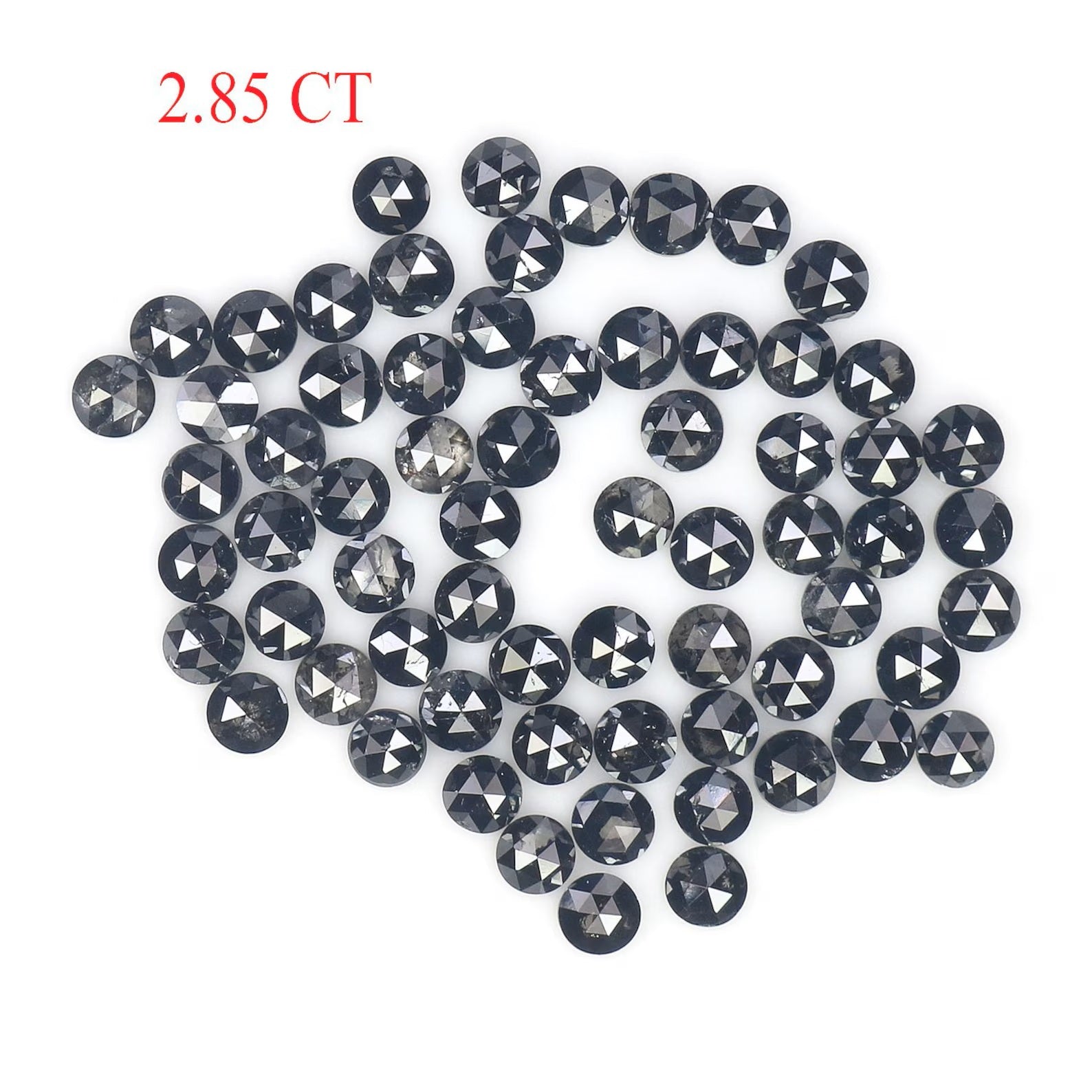 2.85 CT Natural Loose Round Shape Diamond Black Color Round Diamond 2.10 MM Natural Loose Diamond Black Color Round Rose Cut Diamond NQ1806