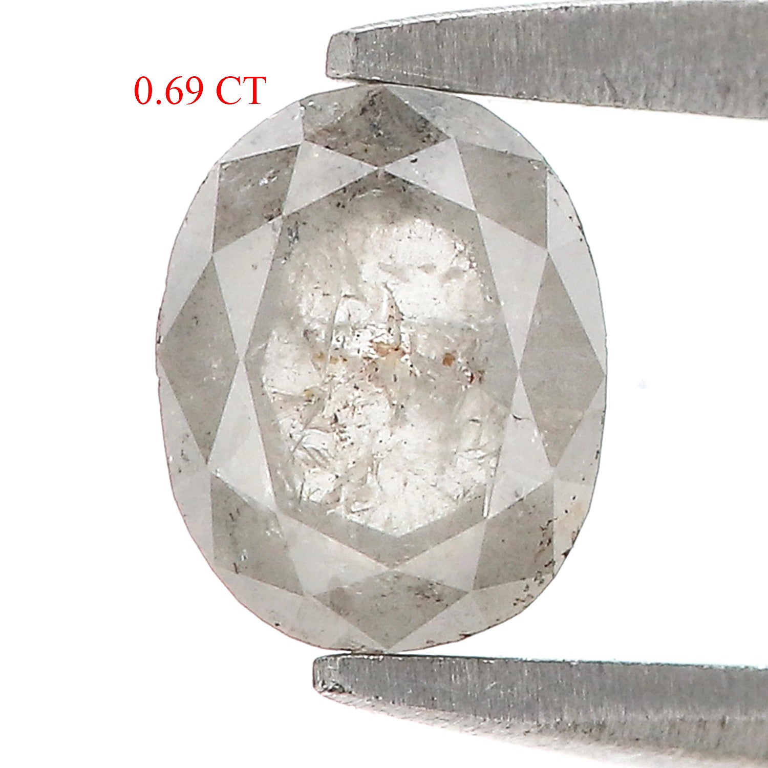 0.69 CT Natural Loose Oval Shape Diamond Salt And Pepper Oval Cut Diamond 5.85 MM Natural Grey Color Diamond Oval Rose Cut Diamond L3389