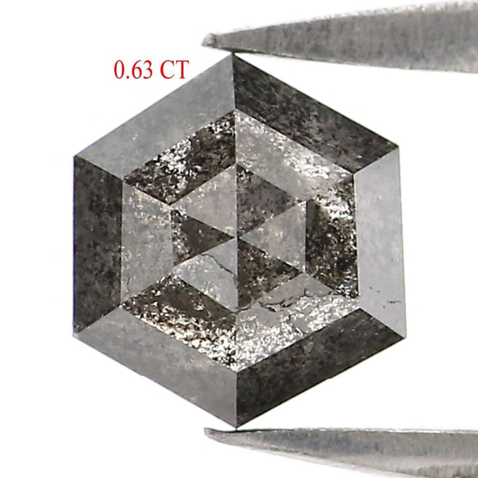0.63 CT Natural Loose Hexagon Shape Diamond Salt And Pepper Hexagon Diamond 5.80 MM Natural Loose Diamond Hexagon Rose Cut Diamond NQ2464