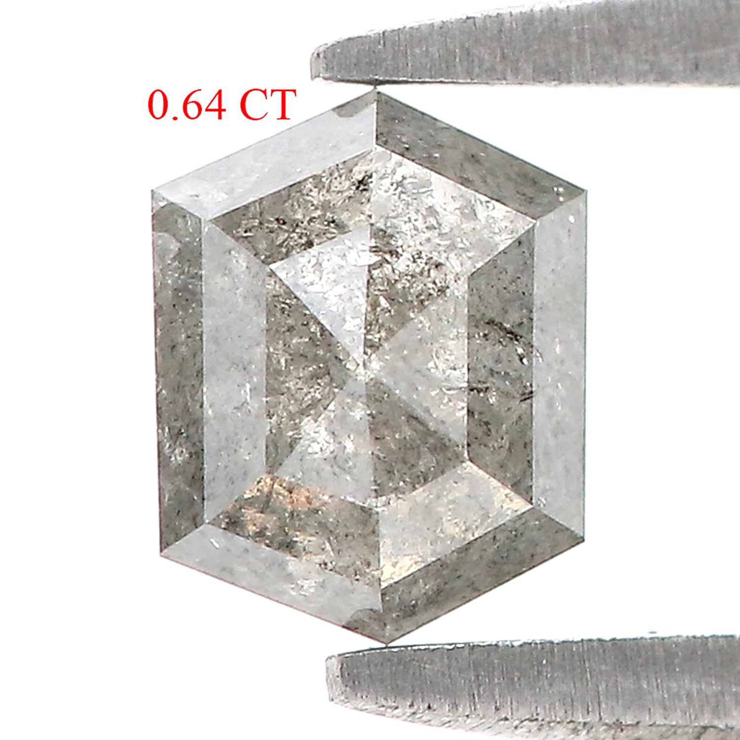 0.64 CT Natural Loose Hexagon Shape Diamond Salt And Pepper Hexagon Cut Diamond 5.75 MM Natural Grey Color Hexagon Rose Cut Diamond LQ809