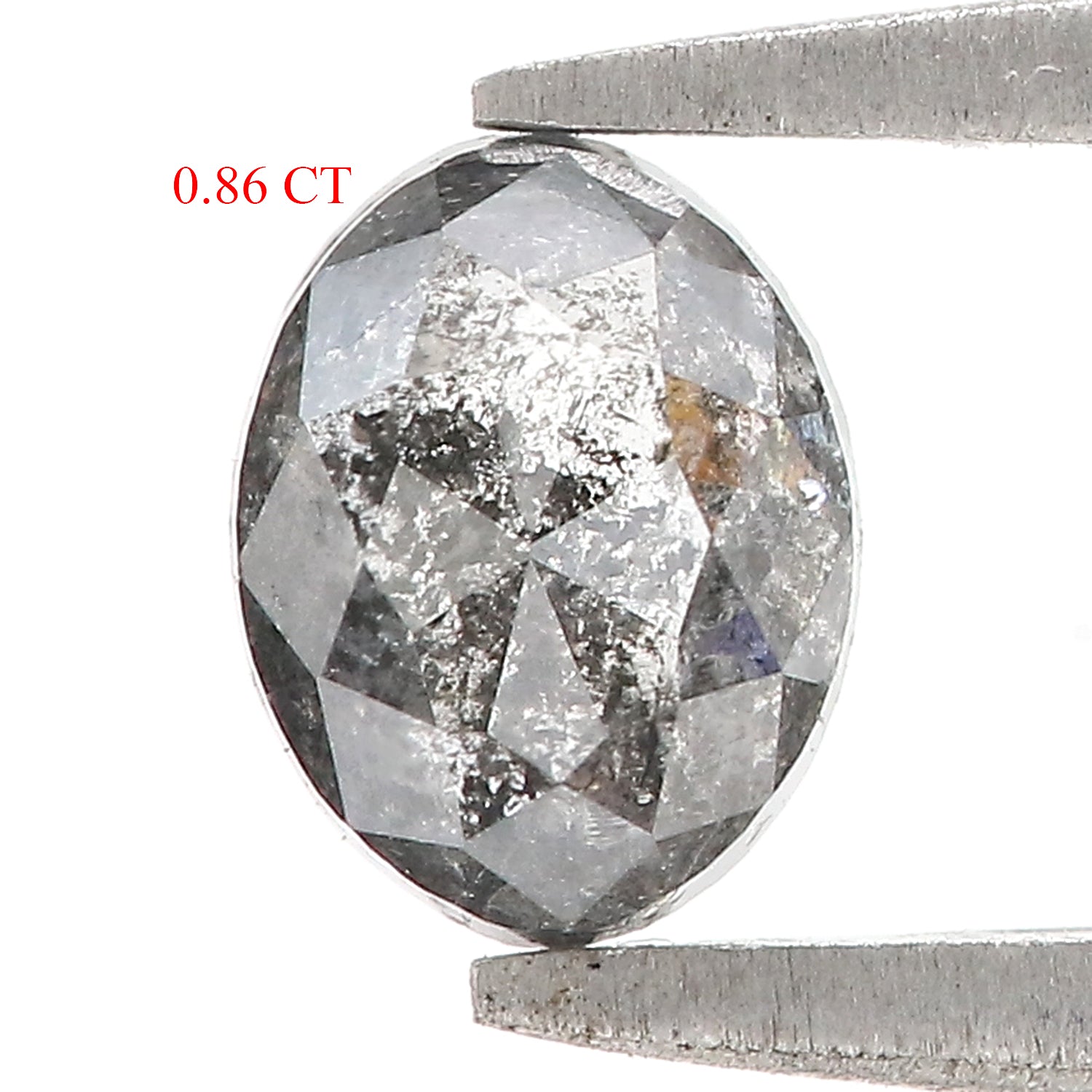 0.86 CT Natural Loose Oval Shape Diamond Salt And Pepper Oval Cut Diamond 6.60 MM Natural Black Grey Color Oval Rose Cut Diamond LQ3317