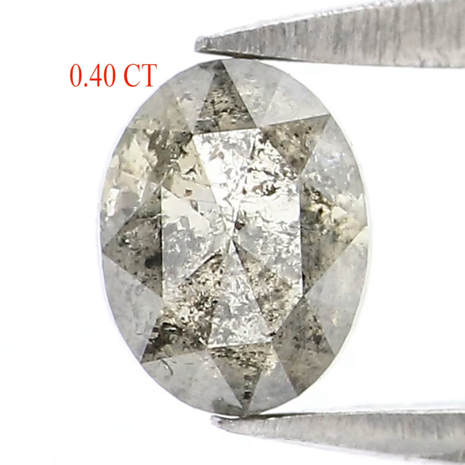 Natural Loose Oval Diamond, Salt And Pepper Oval Diamond, Natural Loose Diamond, Oval Rose Cut Diamond, 0.40 CT Oval Shape Diamond N9254