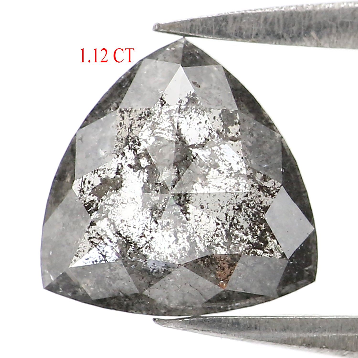 1.12 CT Natural Loose Triangle Shape Diamond Salt And Pepper Triangle Cut Diamond 7.45 MM Black Grey Color Triangle Rose Cut Diamond QL2923