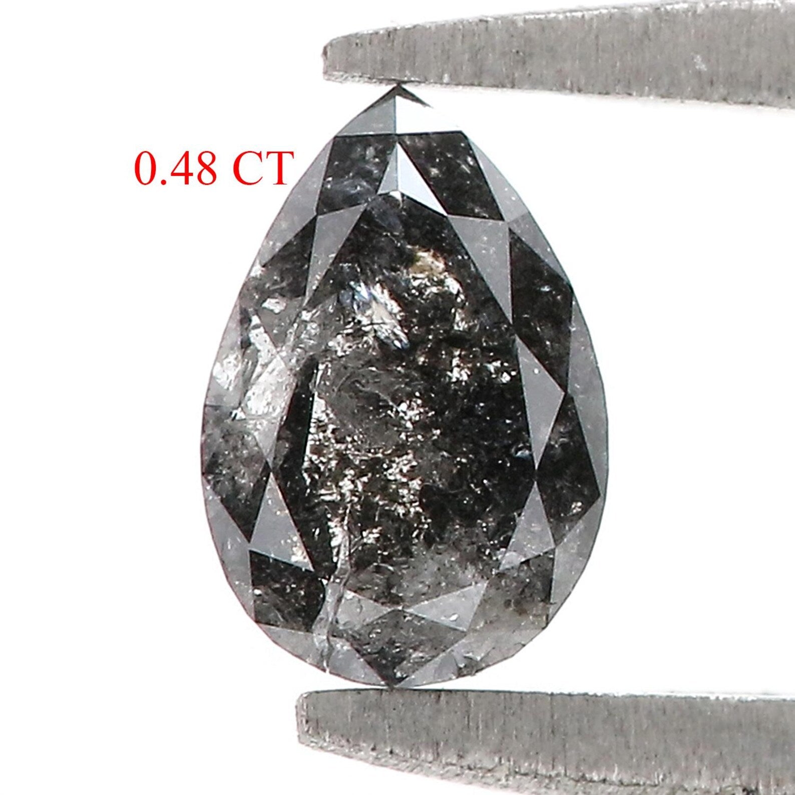 0.48 CT Natural Loose Pear Shape Diamond Black Color Pear Cut Diamond 6.30 MM Natural Loose Diamond Black Color Pear Rose Cut Diamond QN904