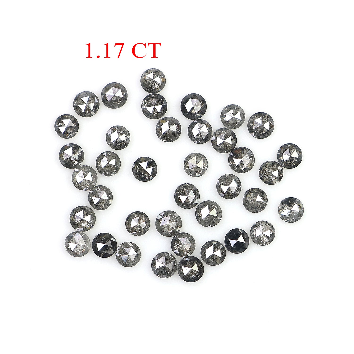 1.17 Ct Natural Loose Round Cut Diamond Salt And Pepper Diamond 1.80 MM Natural Loose Diamond Black Grey Color Round Rose Cut Diamond LQ1420