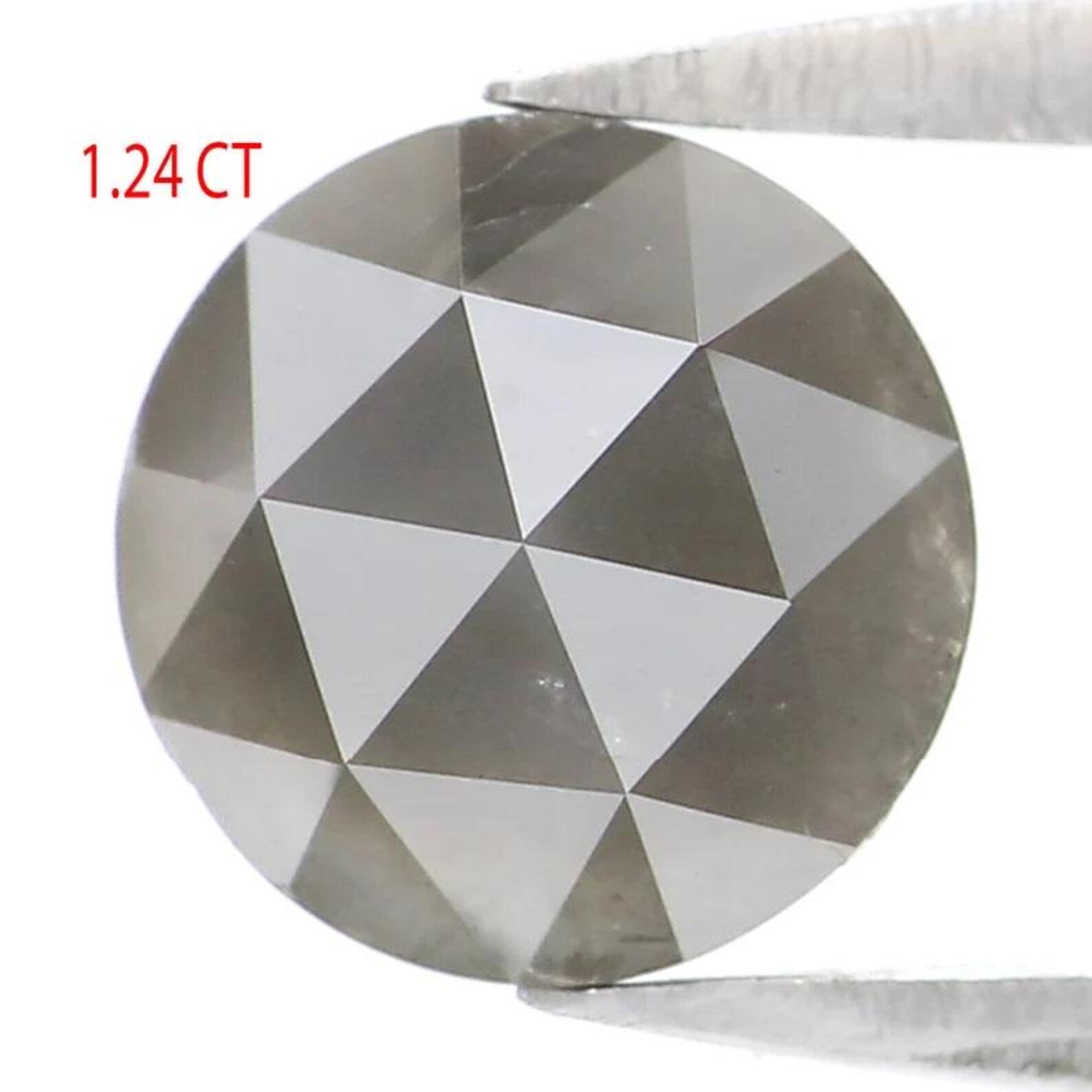 1.24 CT Natural Loose Round Shape Diamond Grey Color Round Cut Diamond 6.65 MM Natural Loose Green Color Round Rose Cut Diamond NQ8990