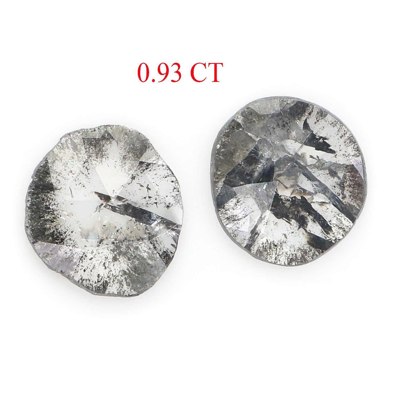0.93 CT Natural Loose Slice Shape Diamond Salt And Pepper Slice Cut Diamond 7.45 MM Natural Black Grey Diamond Irregular Cut Diamond N2619